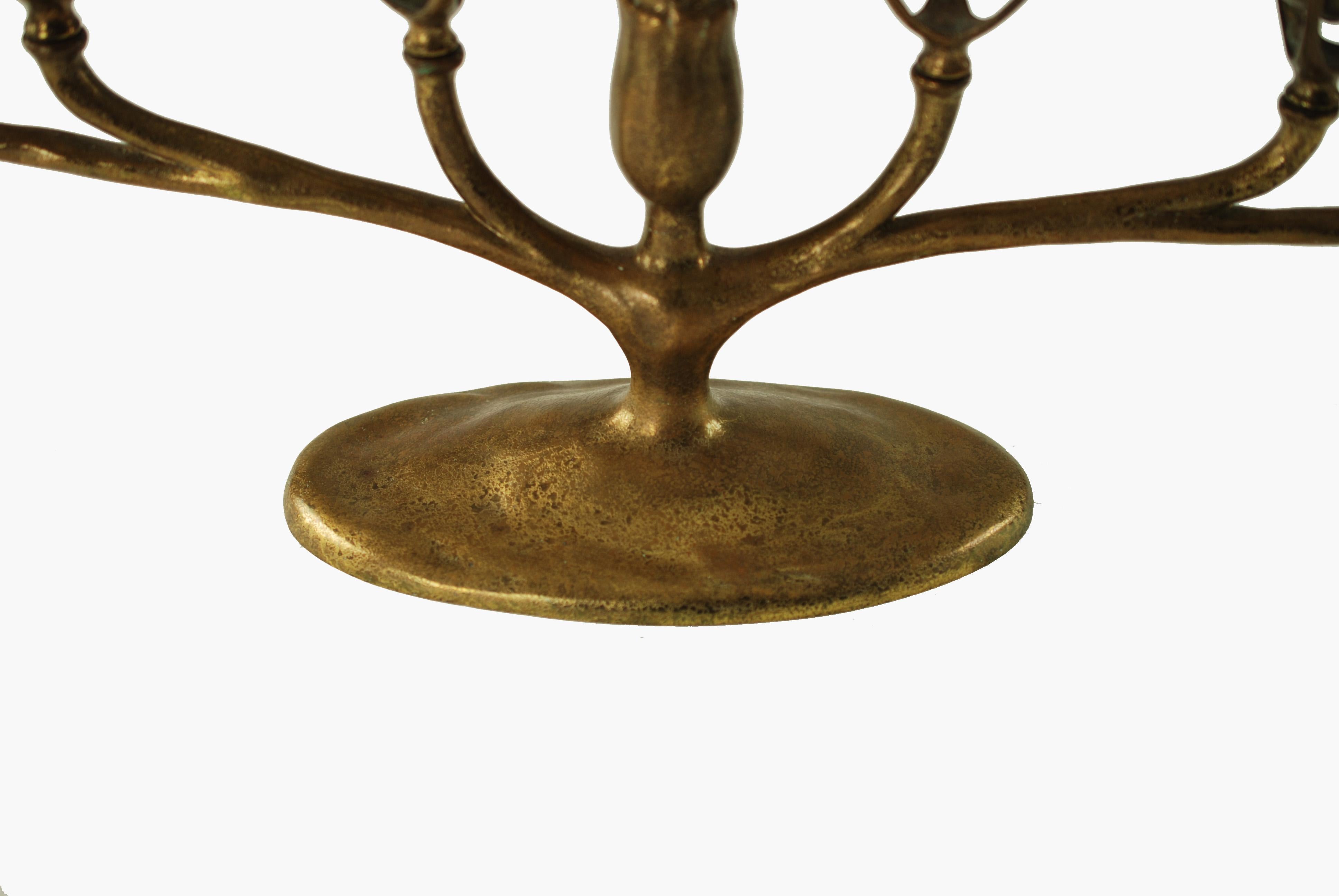 19th Century Tiffany Studios Gilt Bronze Branch Form Candelabra For Sale 4