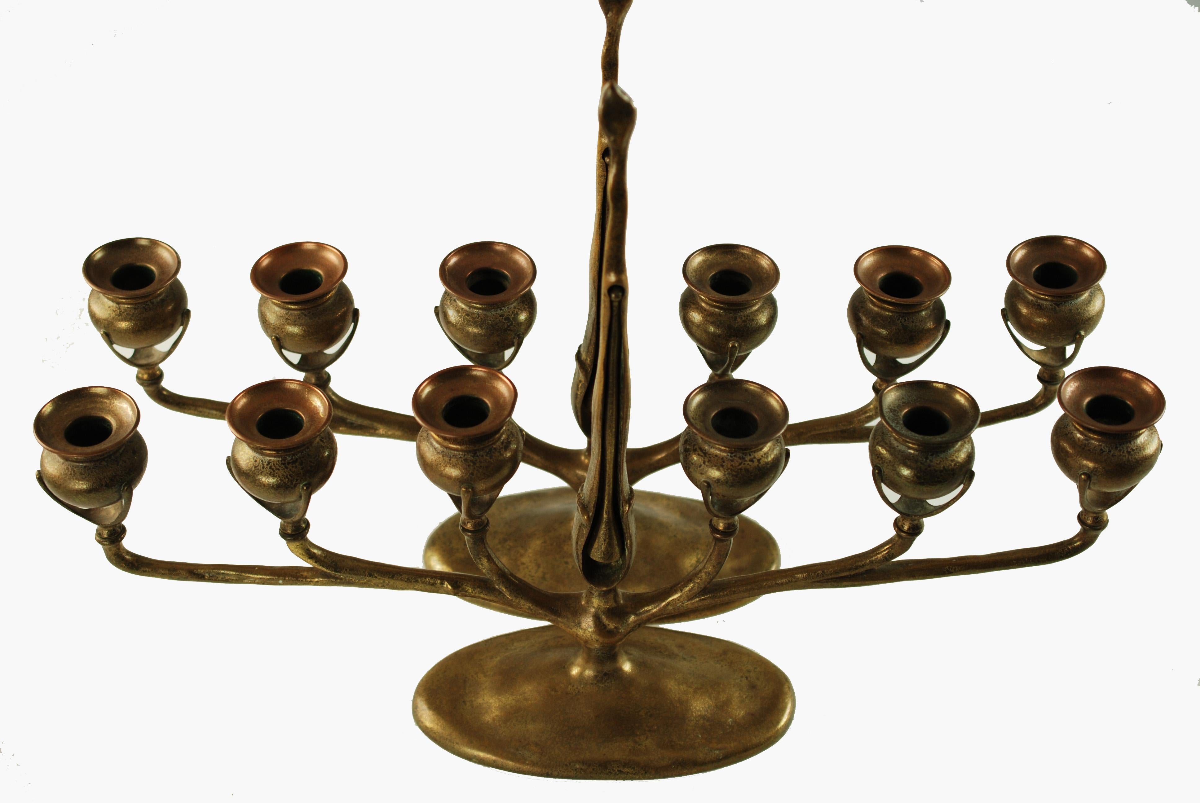 19th Century Tiffany Studios Gilt Bronze Branch Form Candelabra For Sale 1