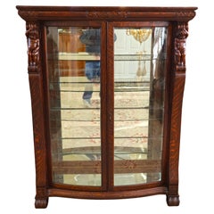 Vitrine de Chine en chêne tigré du 19ème siècle, sculptée et figurative Attr RJ Horner