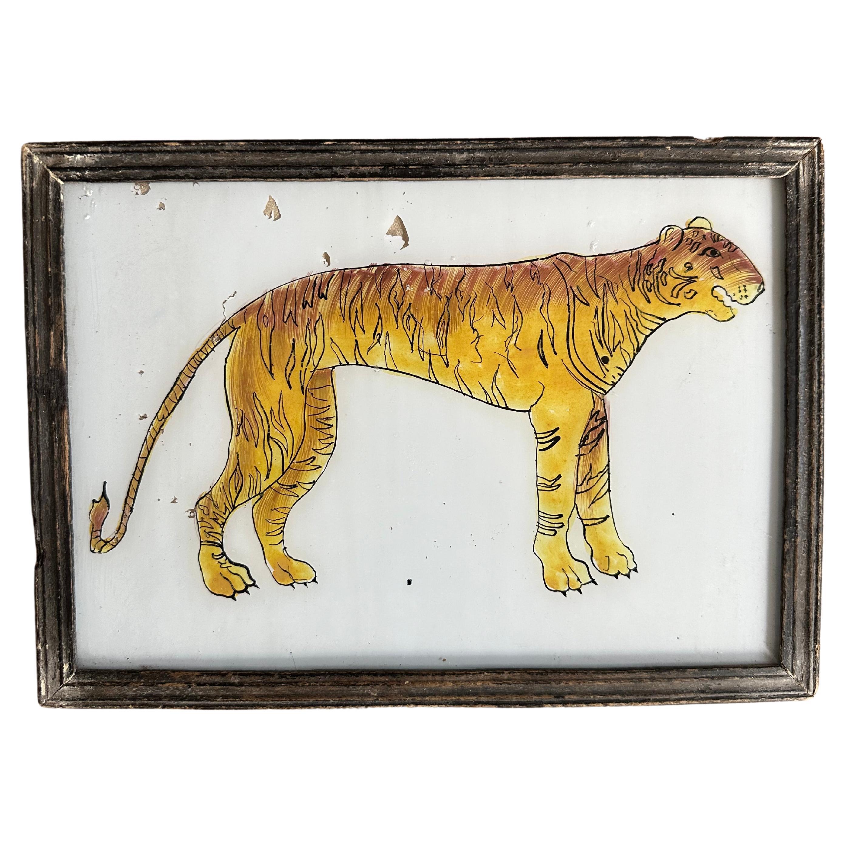 "19th-Century Tiger Portrait: Majestic Wildlife Art" For Sale