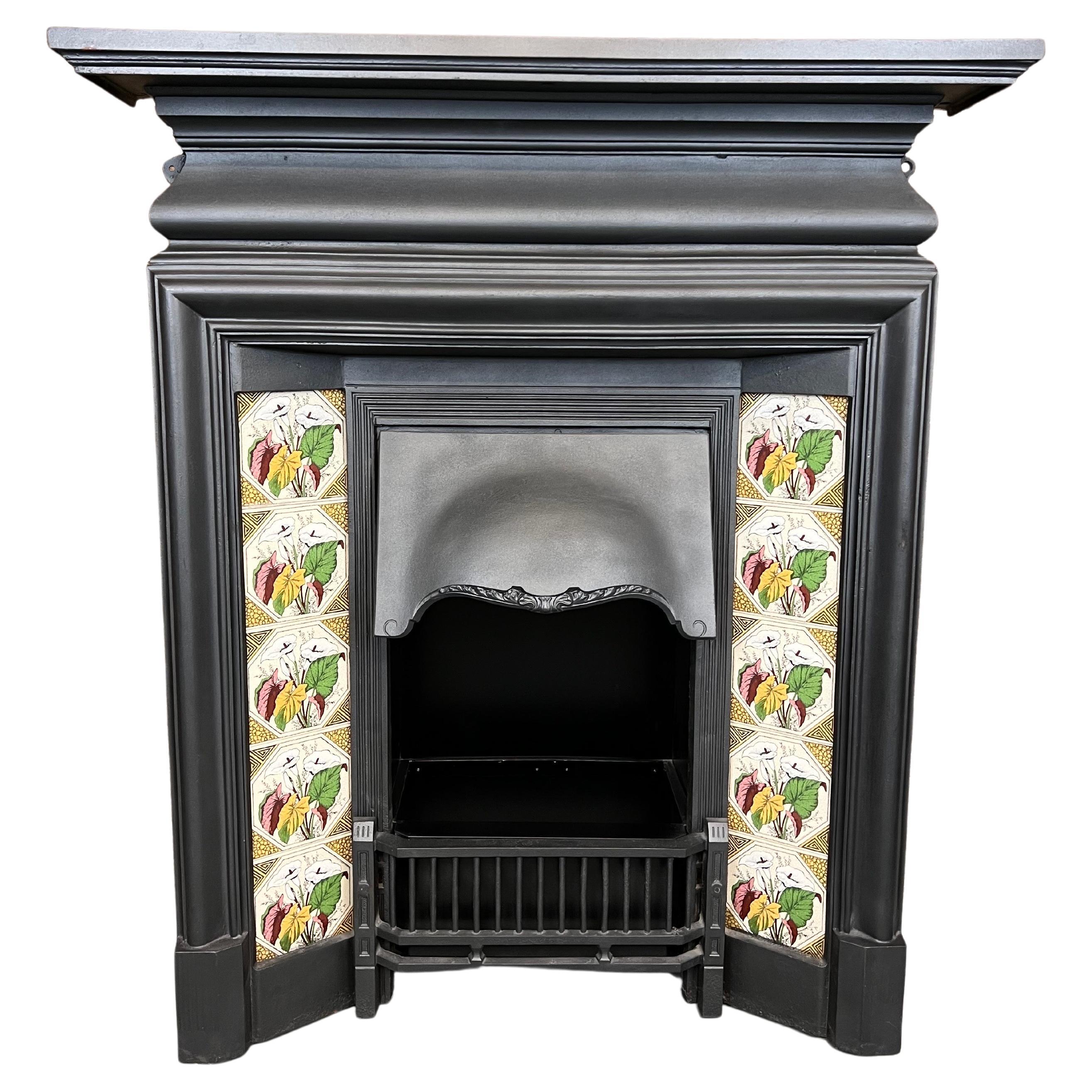 19th Century Tiled Cast Iron Fireplace Combination For Sale