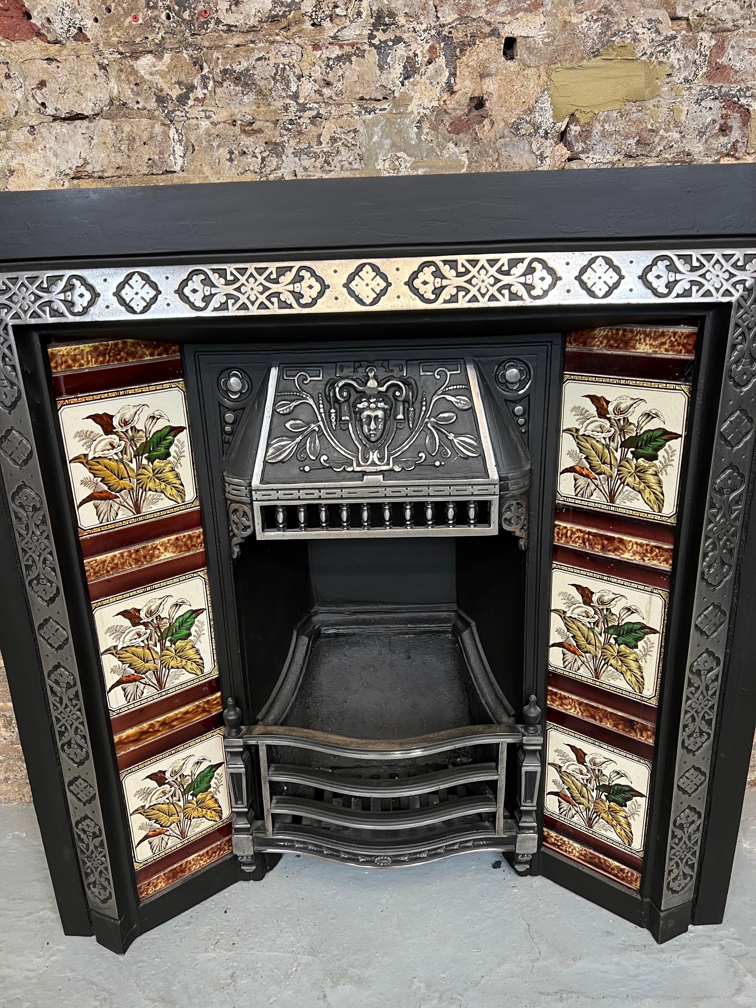 19th Century Tiled Cast Iron Fireplace Insert For Sale 6