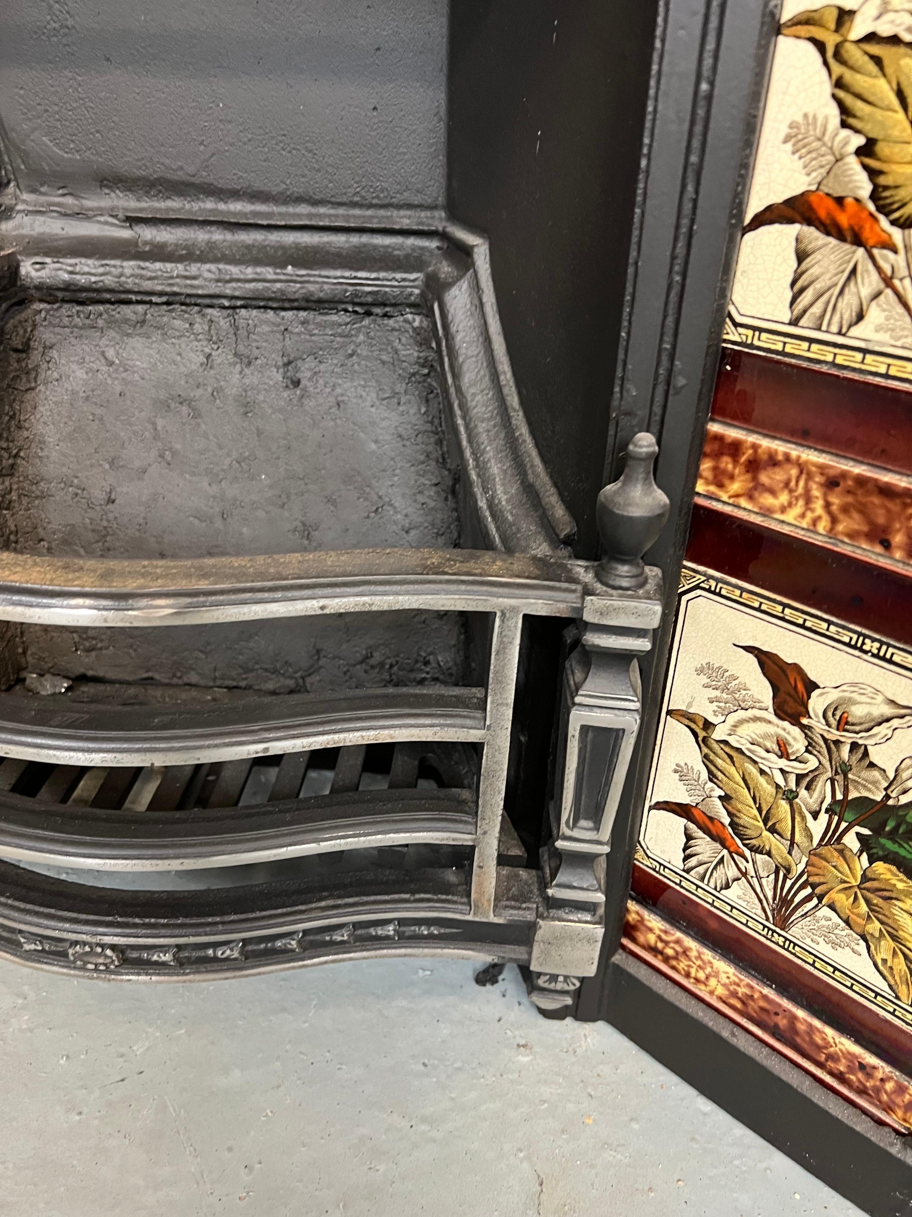 19th Century Tiled Cast Iron Fireplace Insert For Sale 1