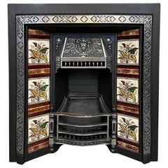 19th Century Tiled Cast Iron Fireplace Insert