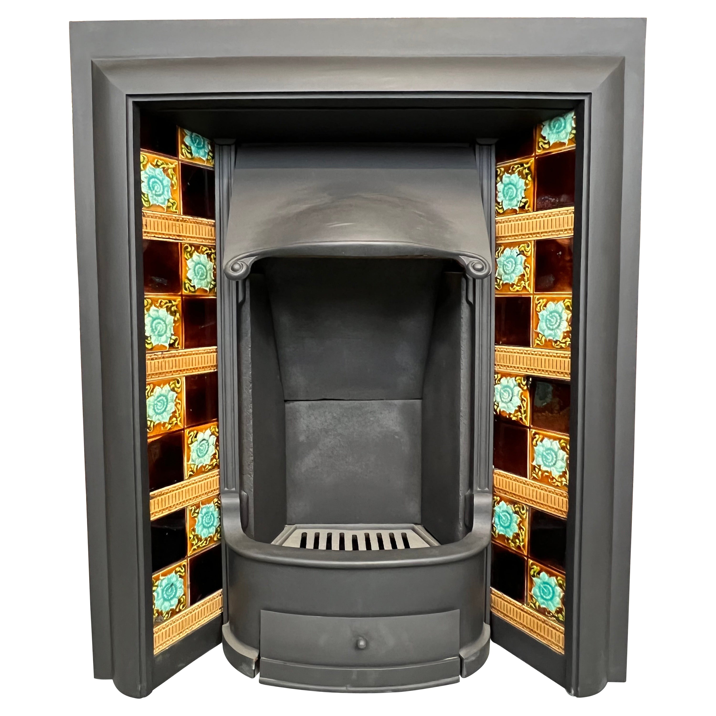 19th Century Tiled Cast Iron Fireplace Insert