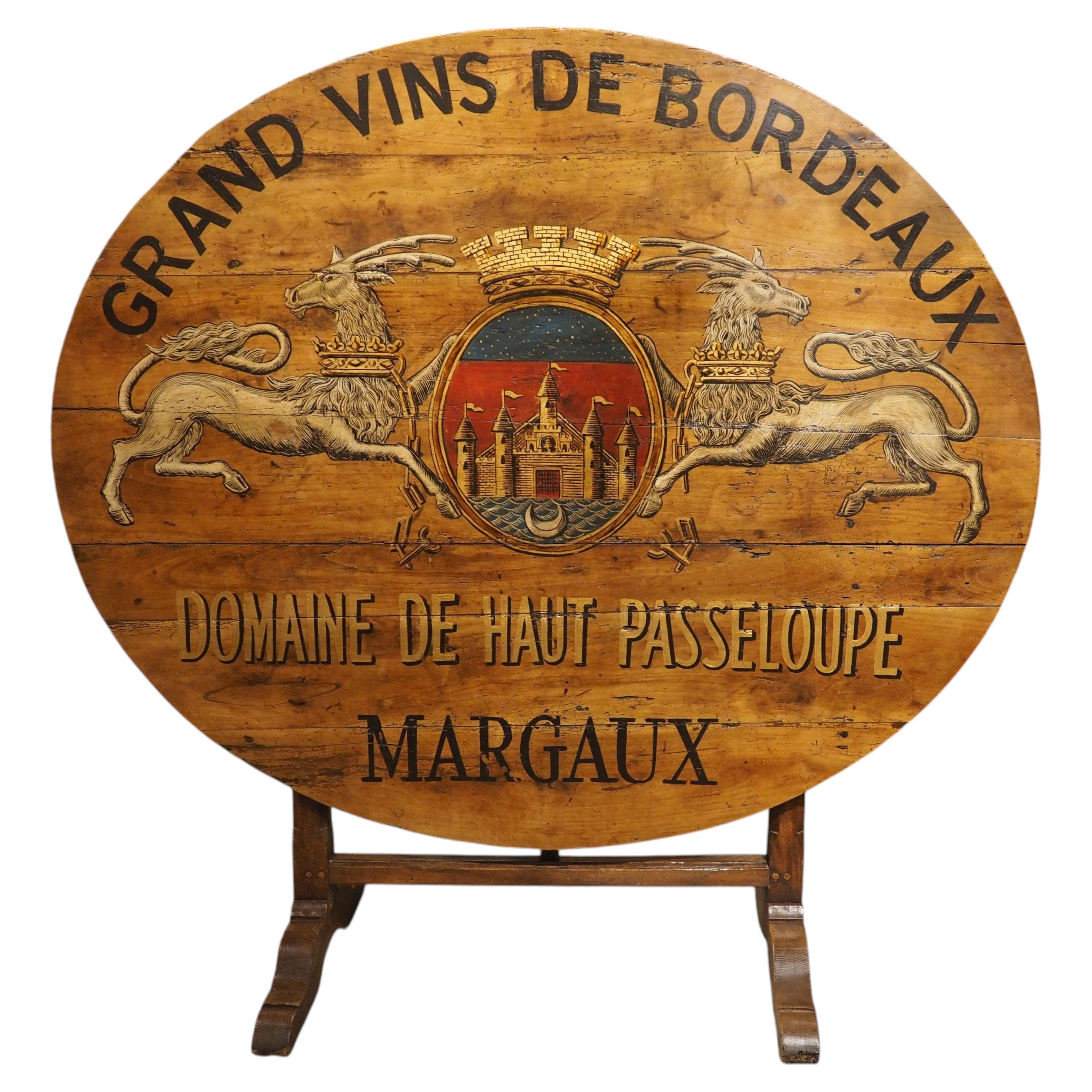 19th Century Tilt-Top French Vineyard Table in Carved Cherry, MARGAUX