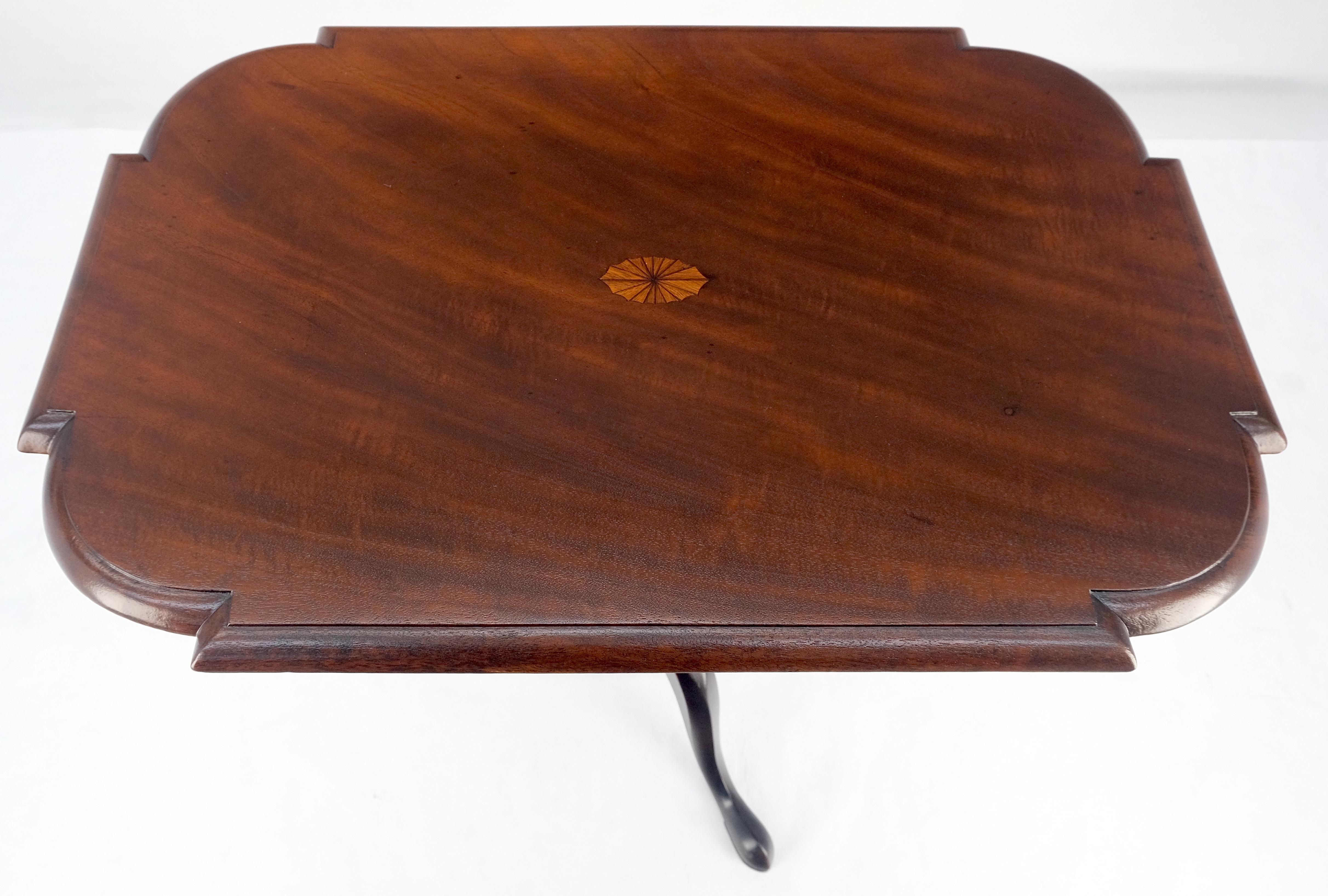 Chippendale 19th Century Tilt Top Inlayed Mahogany Center Breakfast Tripod Table MITN For Sale
