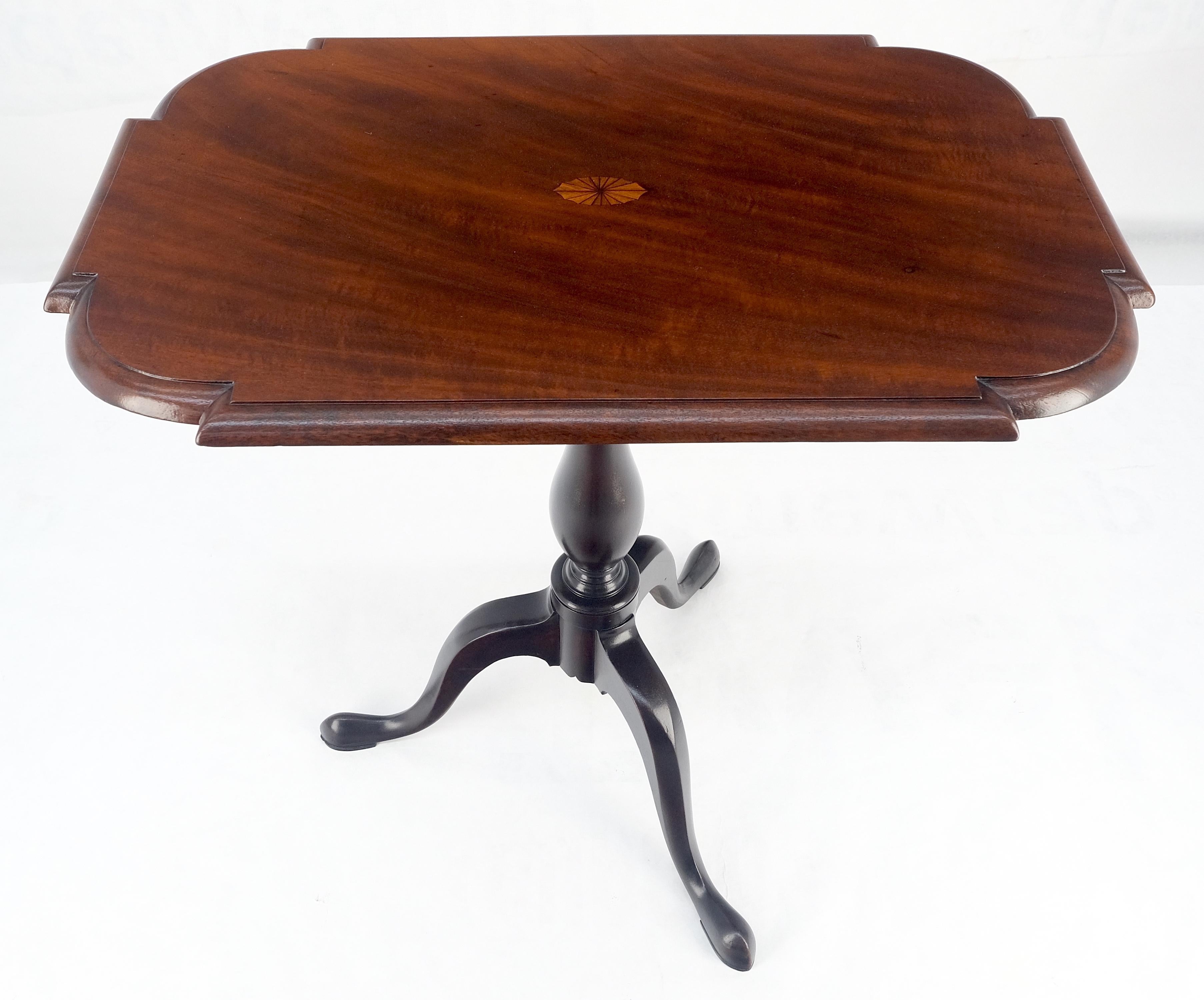American 19th Century Tilt Top Inlayed Mahogany Center Breakfast Tripod Table MITN For Sale