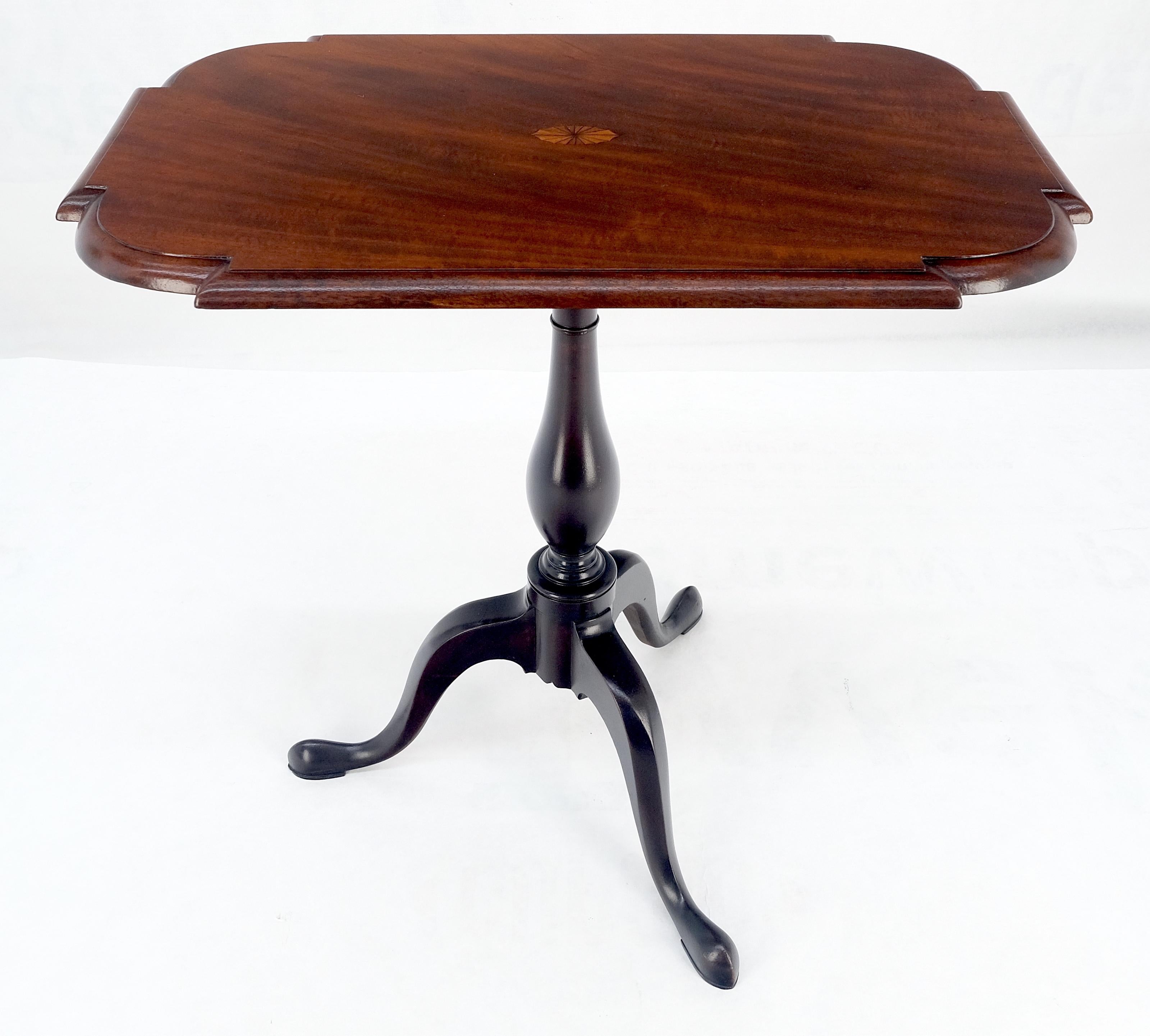 Lacquered 19th Century Tilt Top Inlayed Mahogany Center Breakfast Tripod Table MITN For Sale