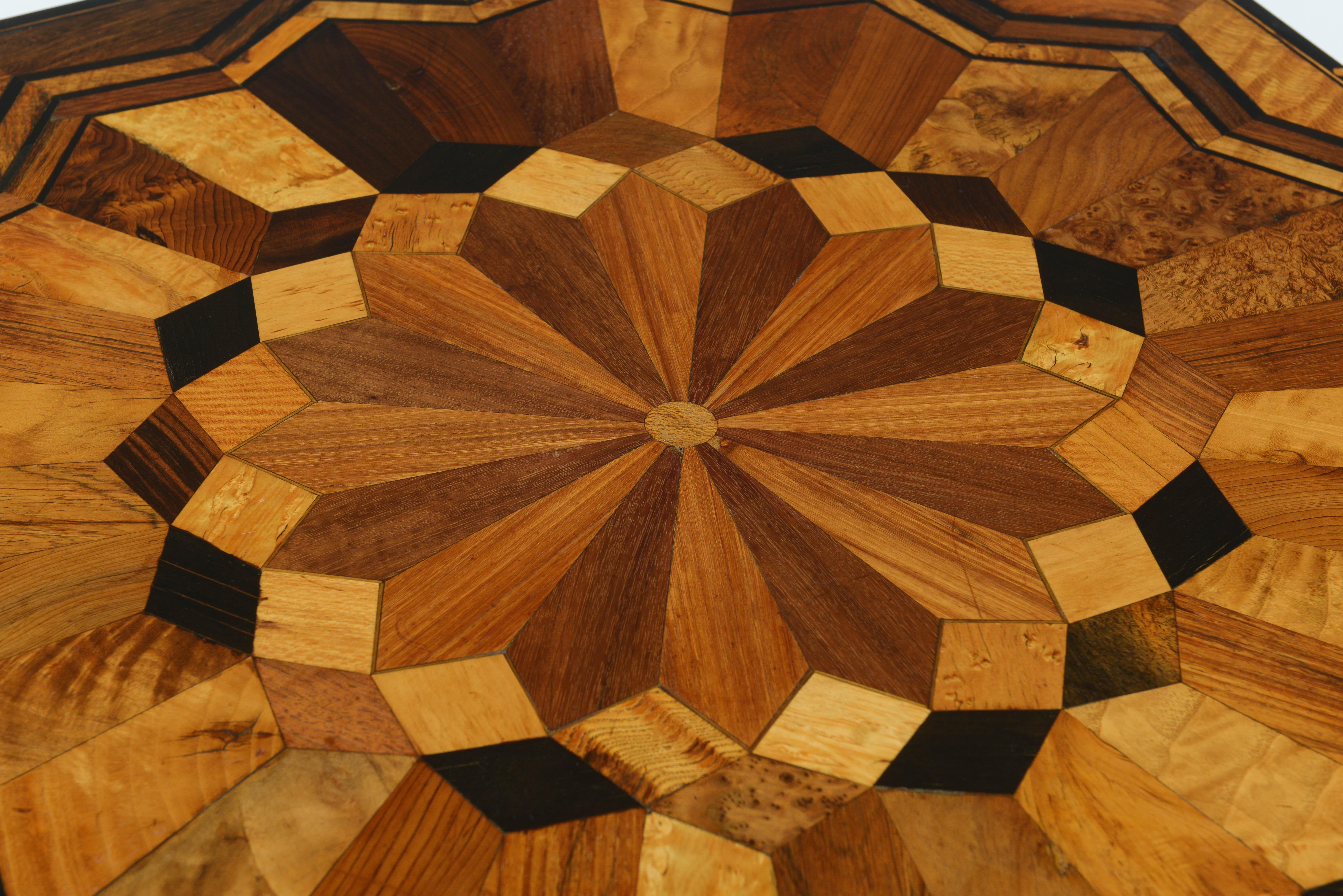 19th Century Tilt Top Parquetry Table With Ebonized Base For Sale 4