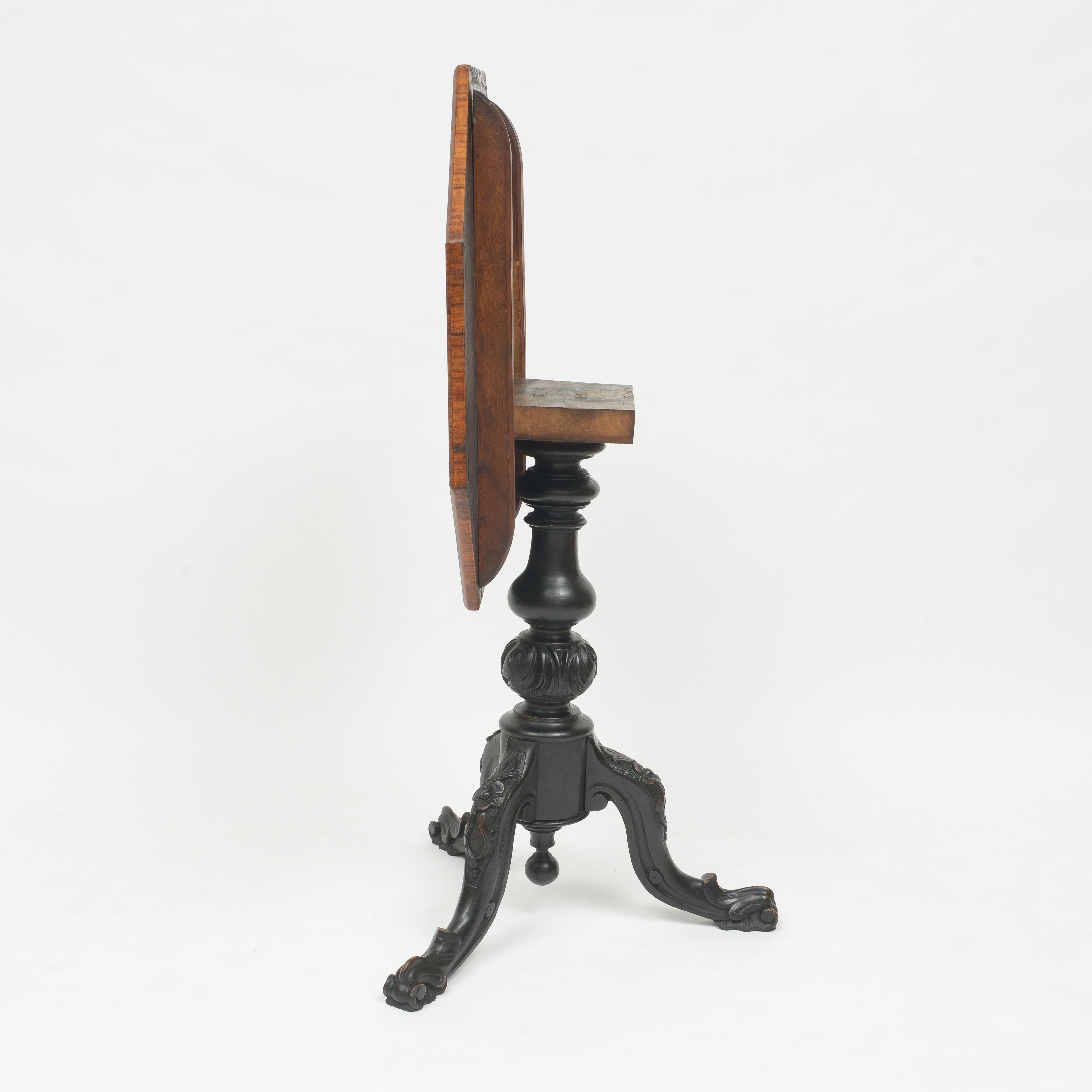 19th Century Tilt Top Parquetry Table With Ebonized Base In Excellent Condition For Sale In Brooklyn, NY