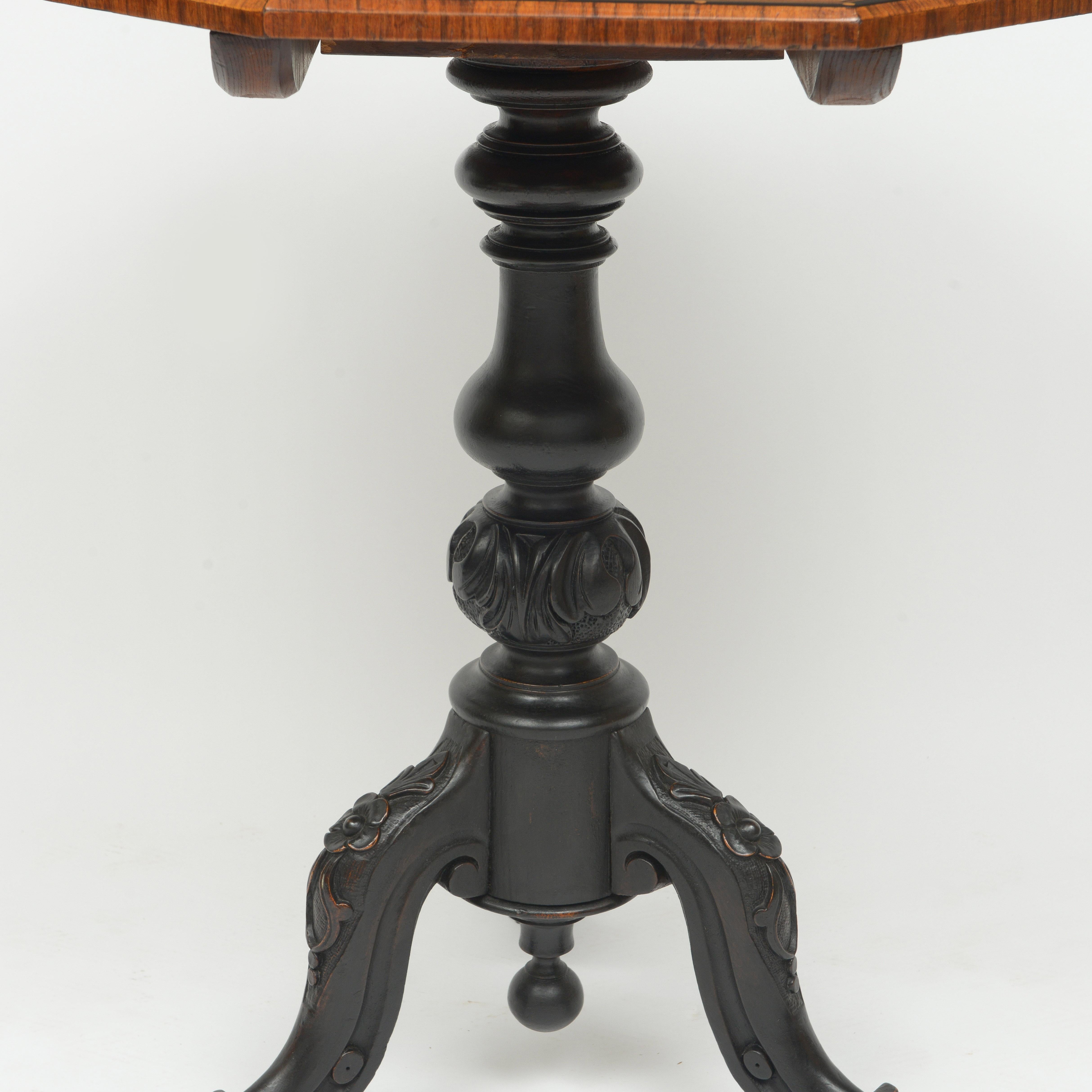 19th Century Tilt Top Parquetry Table With Ebonized Base For Sale 1