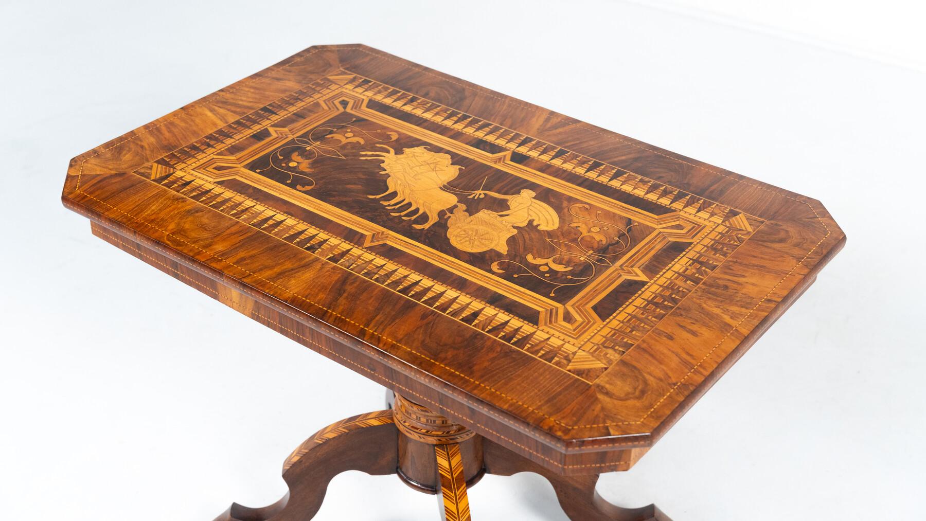 Other 19th Century Tilt Top Table with Marquetry, Italy For Sale