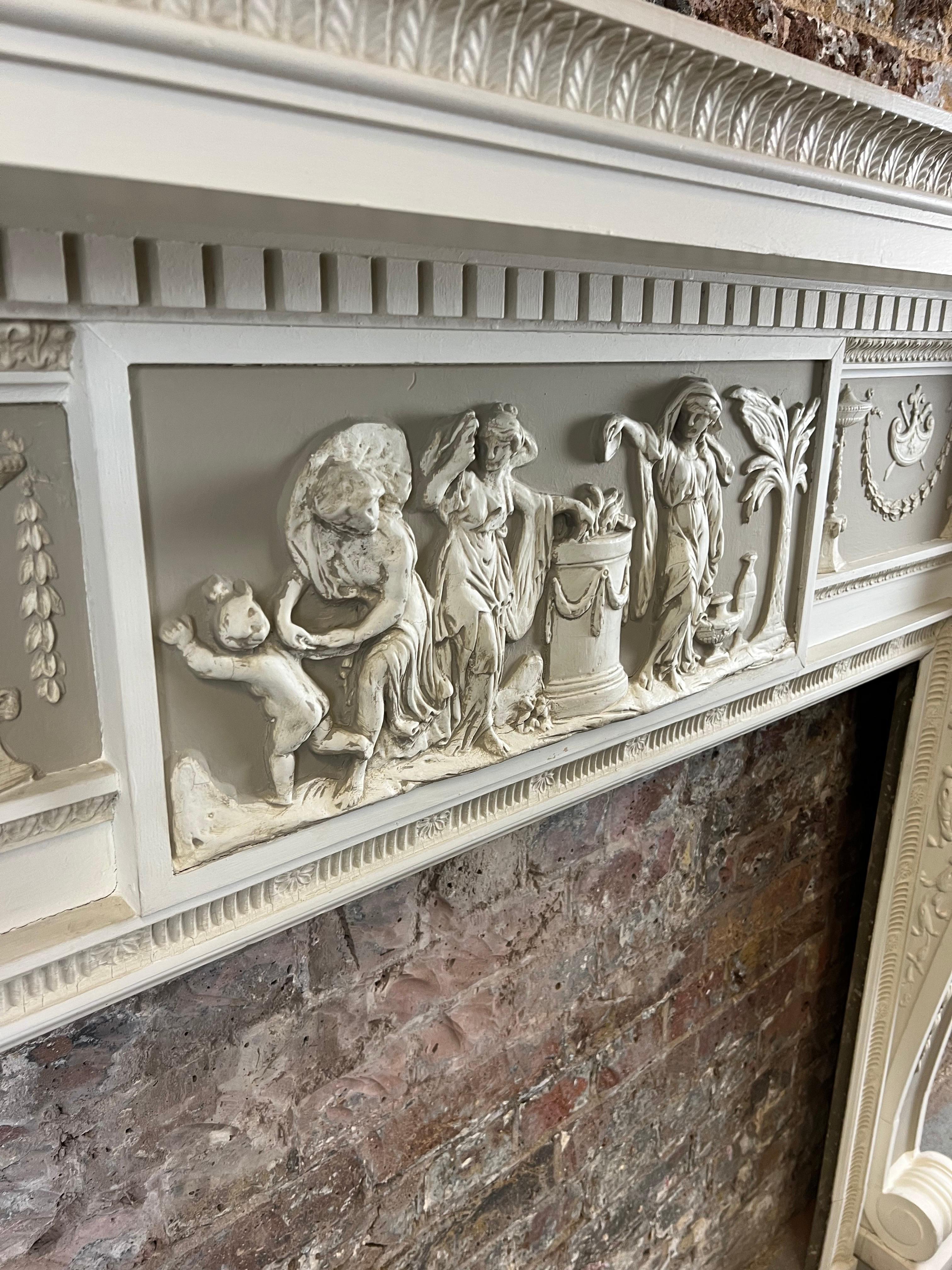 Hand-Carved 19th Century Timber Fireplace Mantlepiece - George Jackson and Sons. Ltd. For Sale