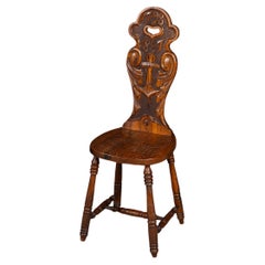 19th Century Timber Hall Chair, Oak From HMS Foudroyant, Lord Nelson's Flagship