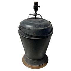 19th Century Tin Bucket, Converted to Lamp
