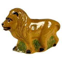 19th Century Tin Glazed Lion Money Box