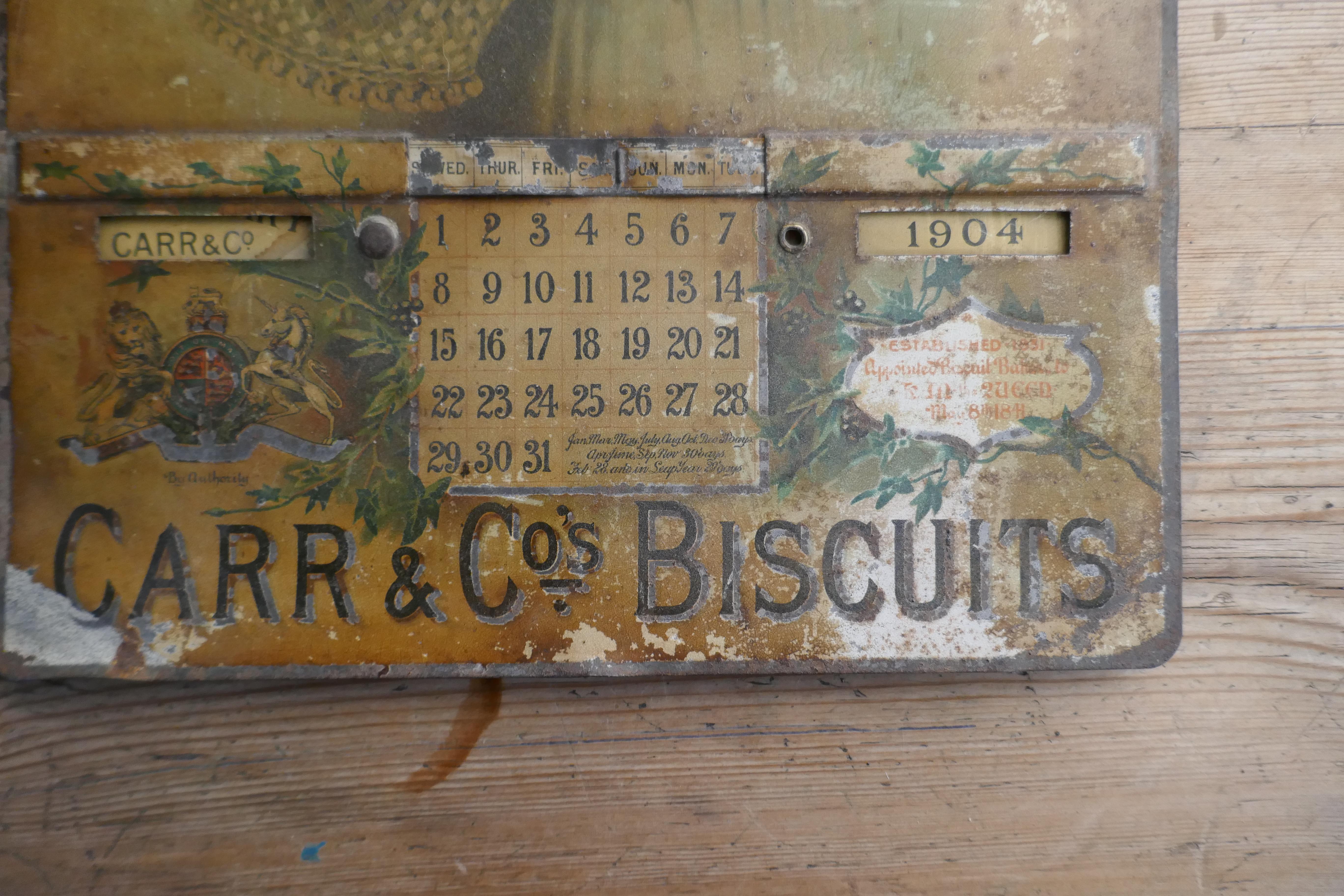 Industrial 19th Century Tin Plate Perpetual Calendar Advertising Carr’s Biscuits, 1893-1904