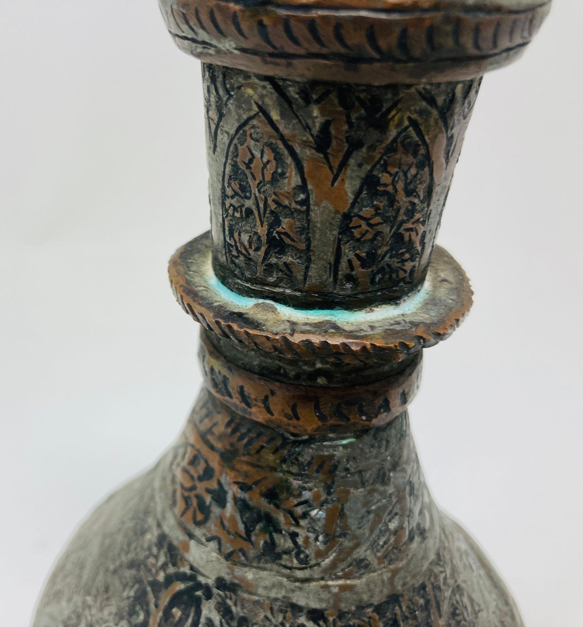 19th Century Tinned Copper Indo-Persian Islamic Vase For Sale 3
