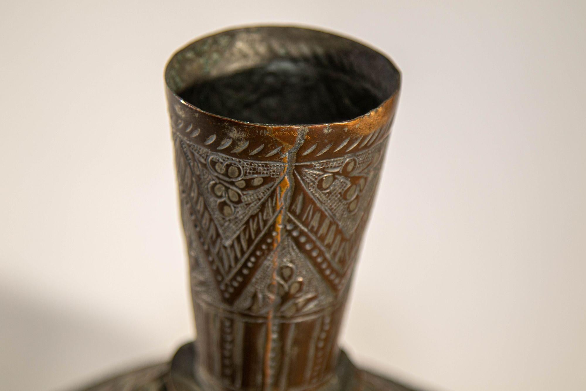 19th Century Tinned Copper Indo-Persian Islamic Vase 10