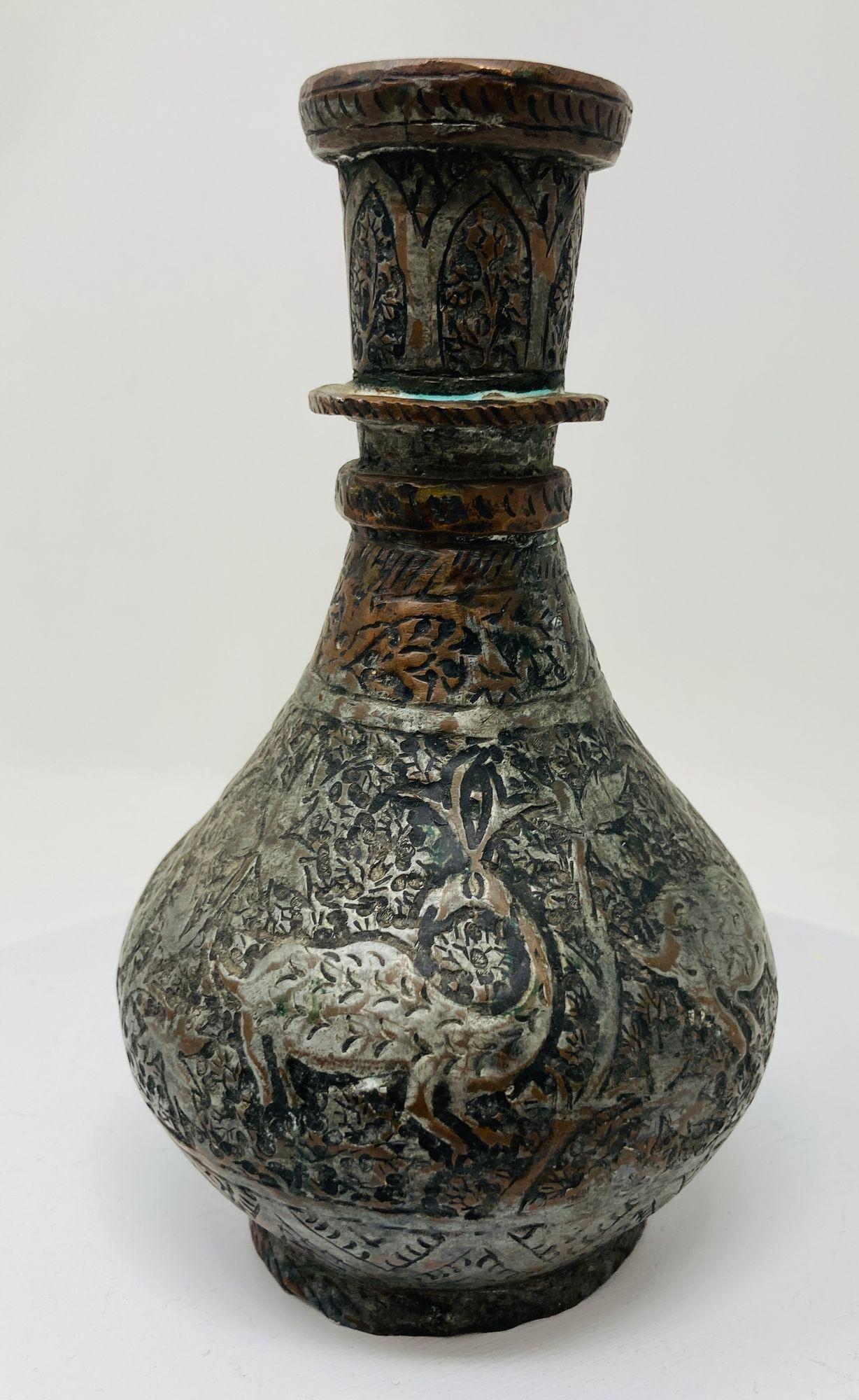 19th Century Tinned Copper Indo-Persian Islamic Vase For Sale 10