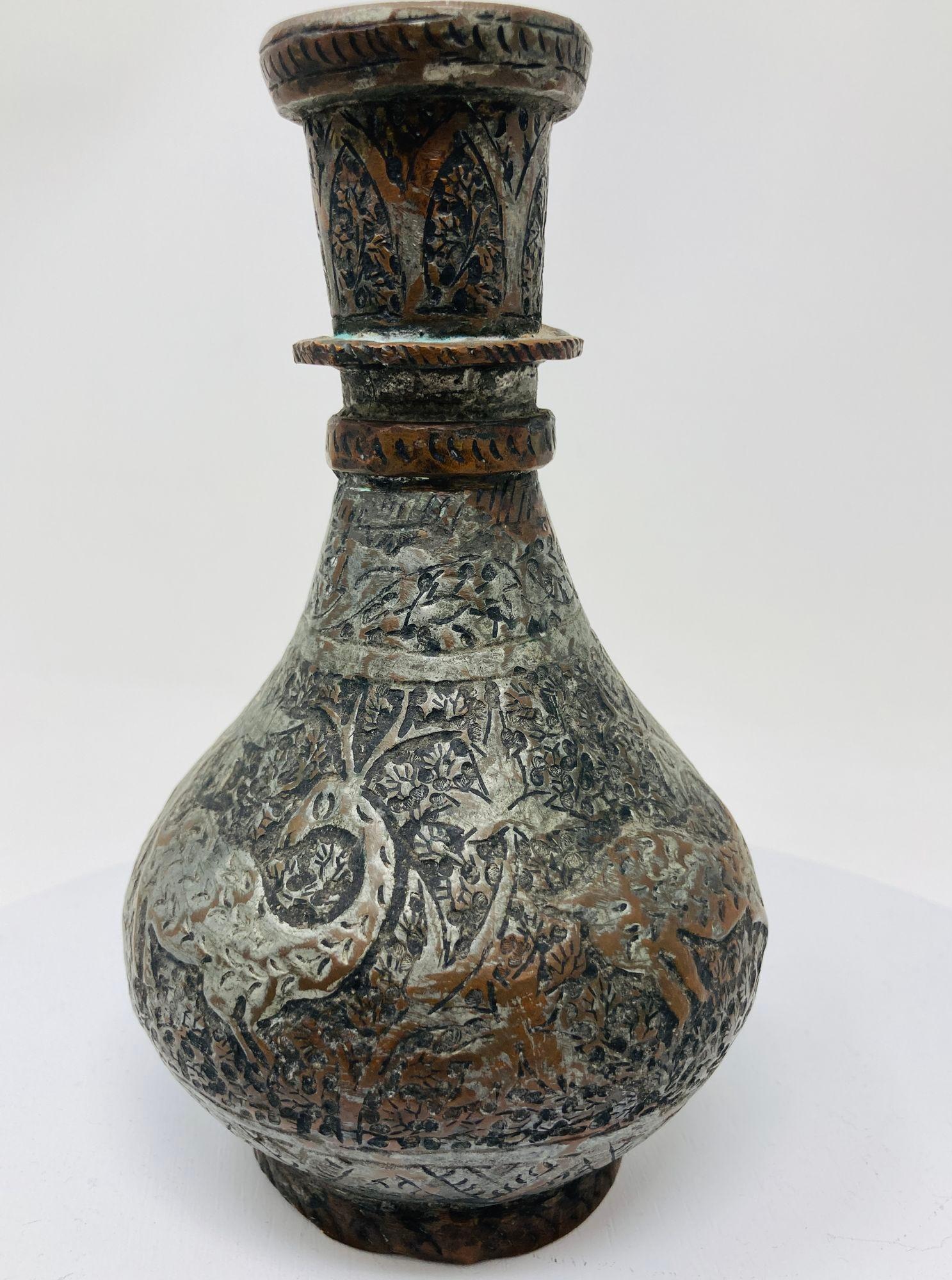 19th Century Tinned Copper Indo-Persian Islamic Vase For Sale 10