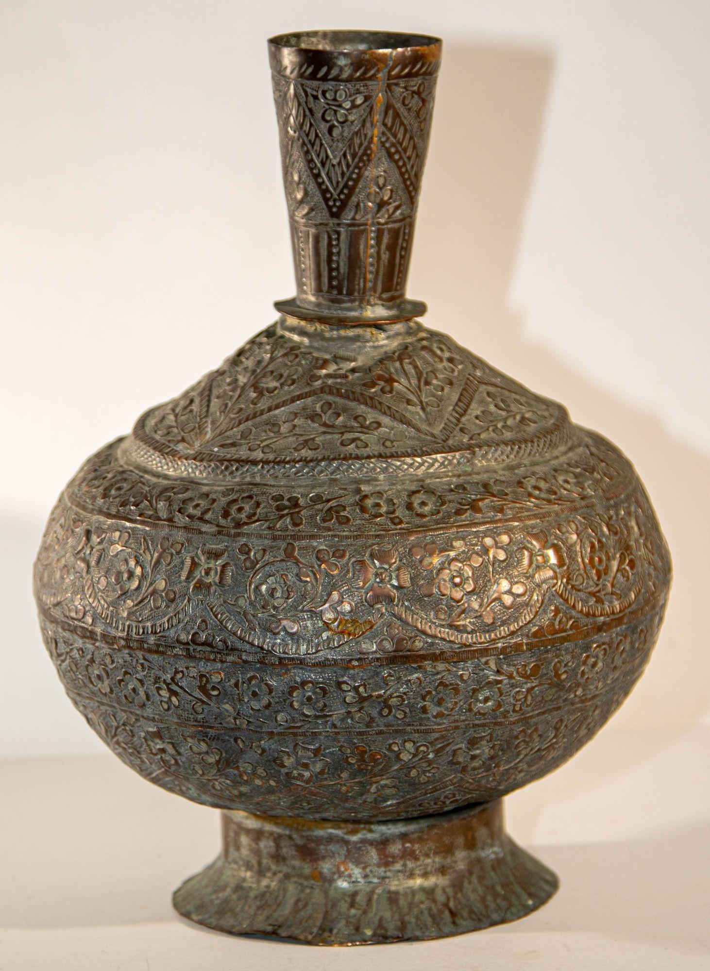 19th Century Tinned Copper Indo-Persian Islamic Vase 12