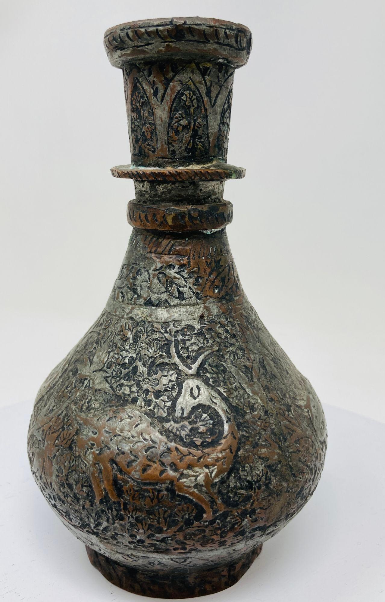 19th Century Tinned Copper Indo-Persian Islamic Vase For Sale 13