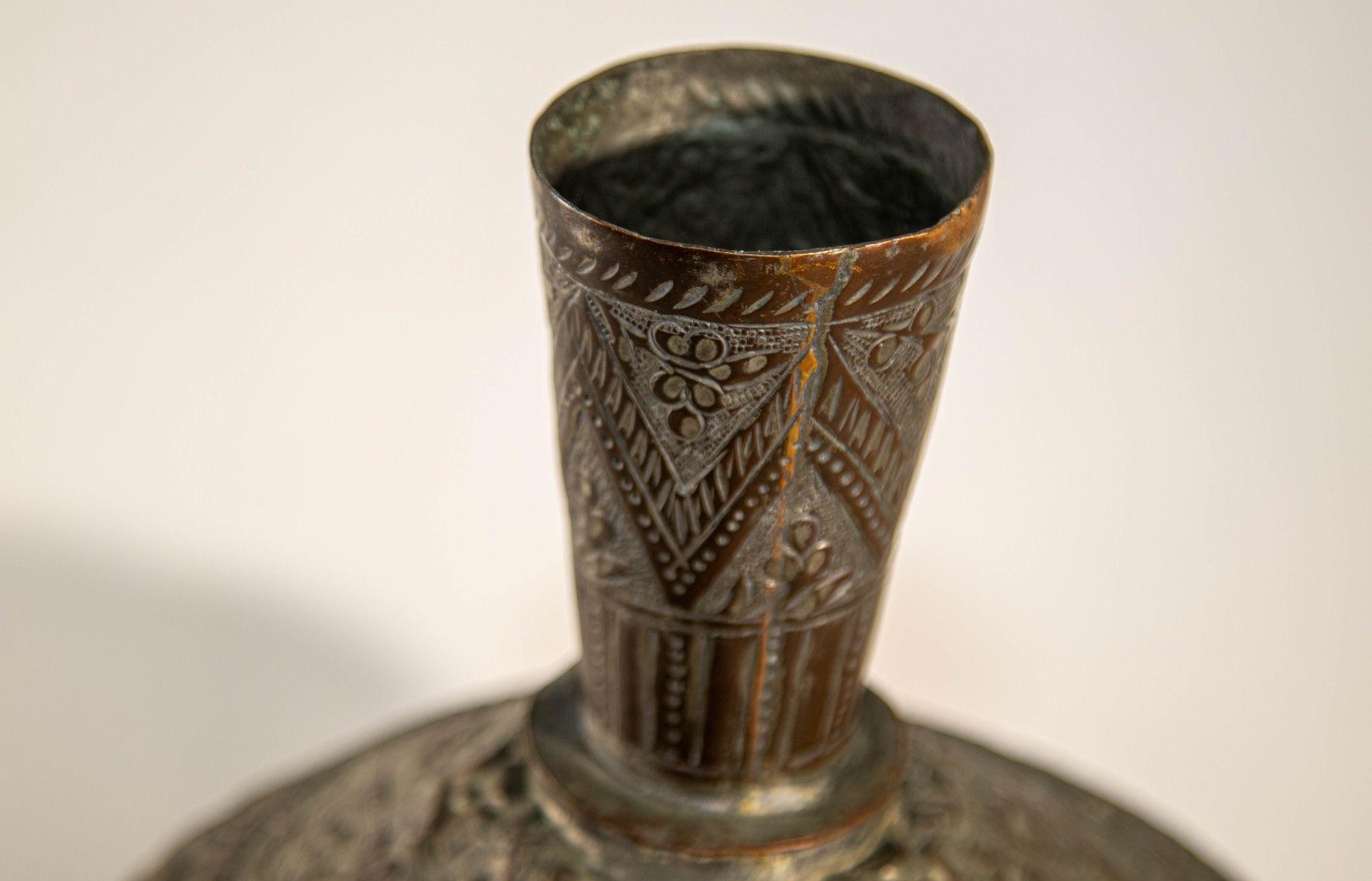19th Century Tinned Copper Indo-Persian Islamic Vase 2