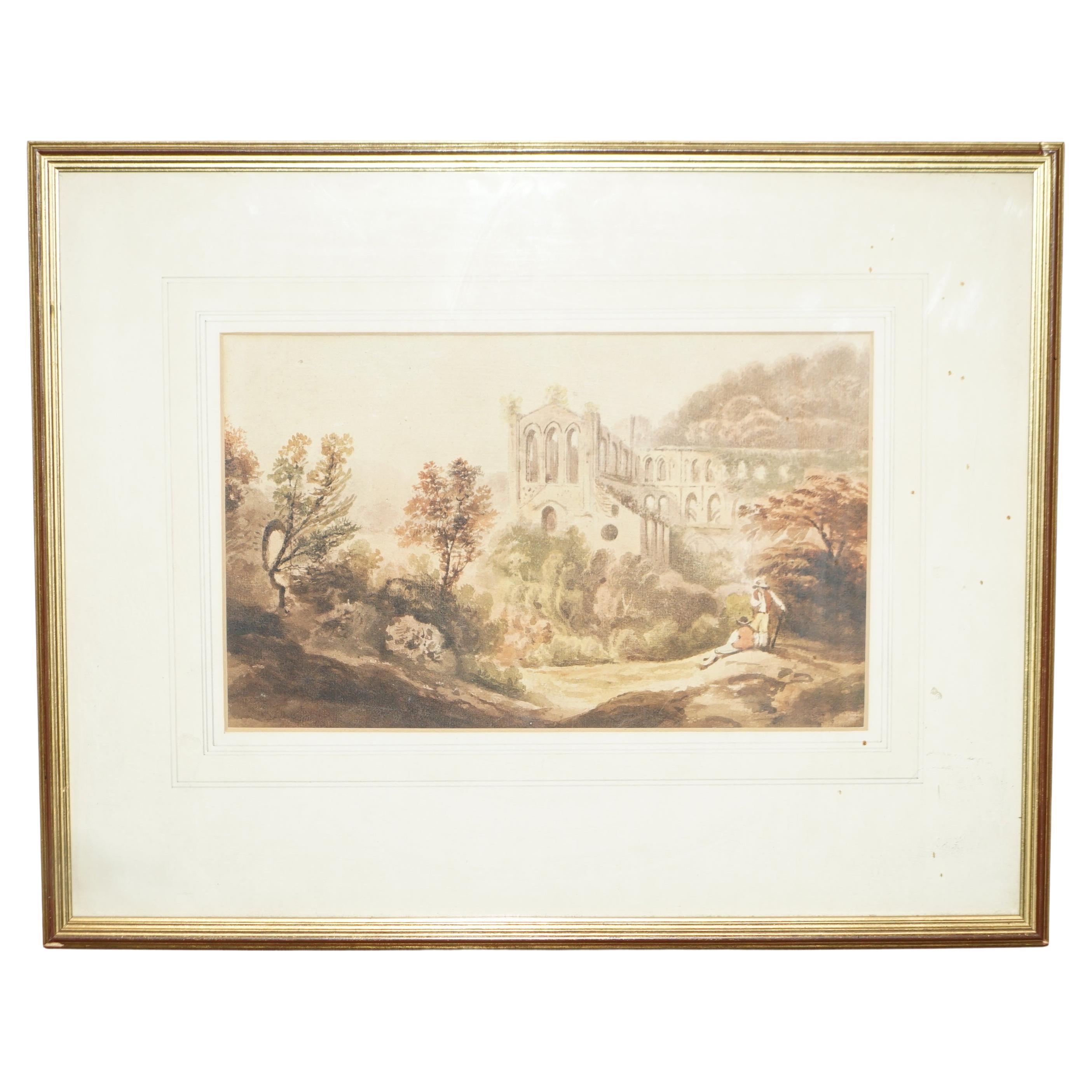 19TH CENTURY TINTERN ABBEY FRANCIS NICHOLSON 1753-1844 WATERCOLOUR PAiNTING For Sale