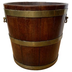 19th Century to Turn of the Century Brass Bound Mahogany Bucket with Handles