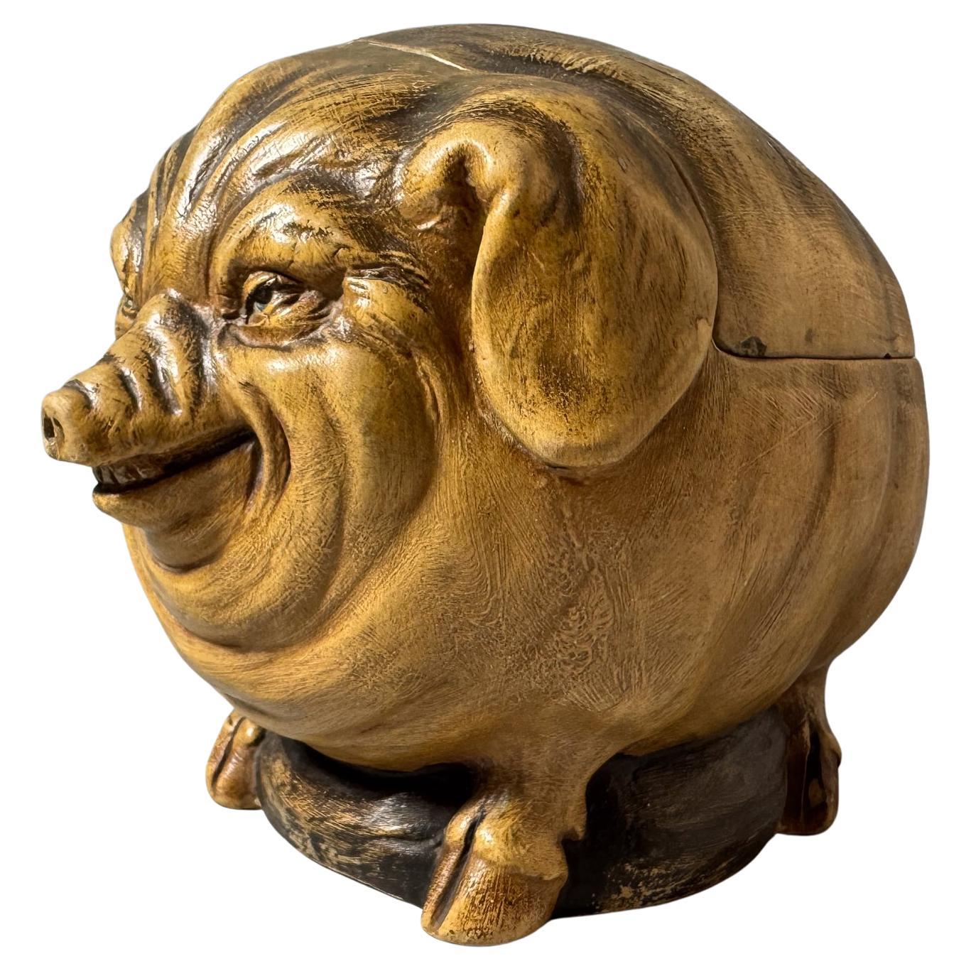 Jarre à tabac du 19e siècle Porc Johann Maresch Autriche en vente