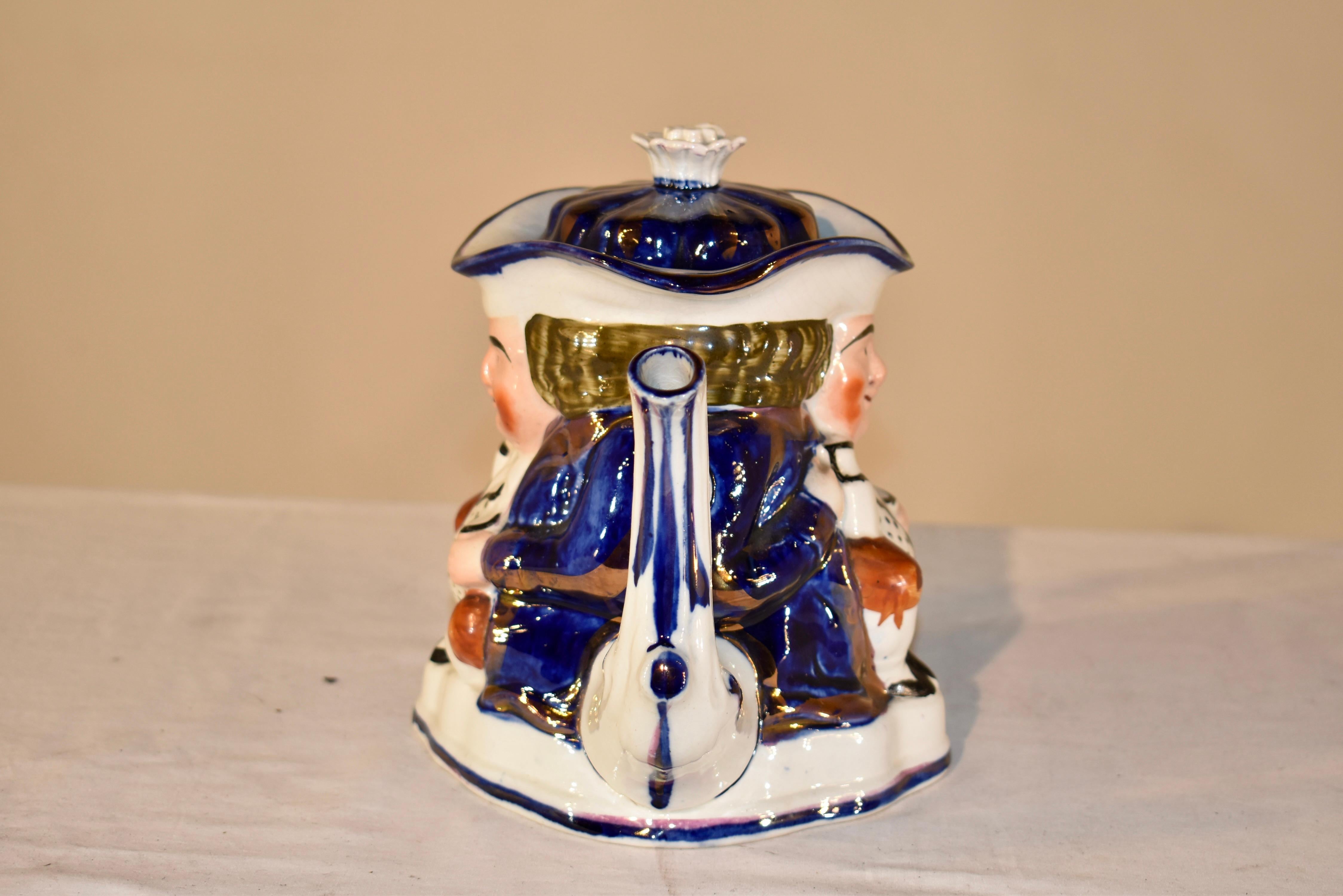 Glazed 19th Century Toby Tea Pot For Sale