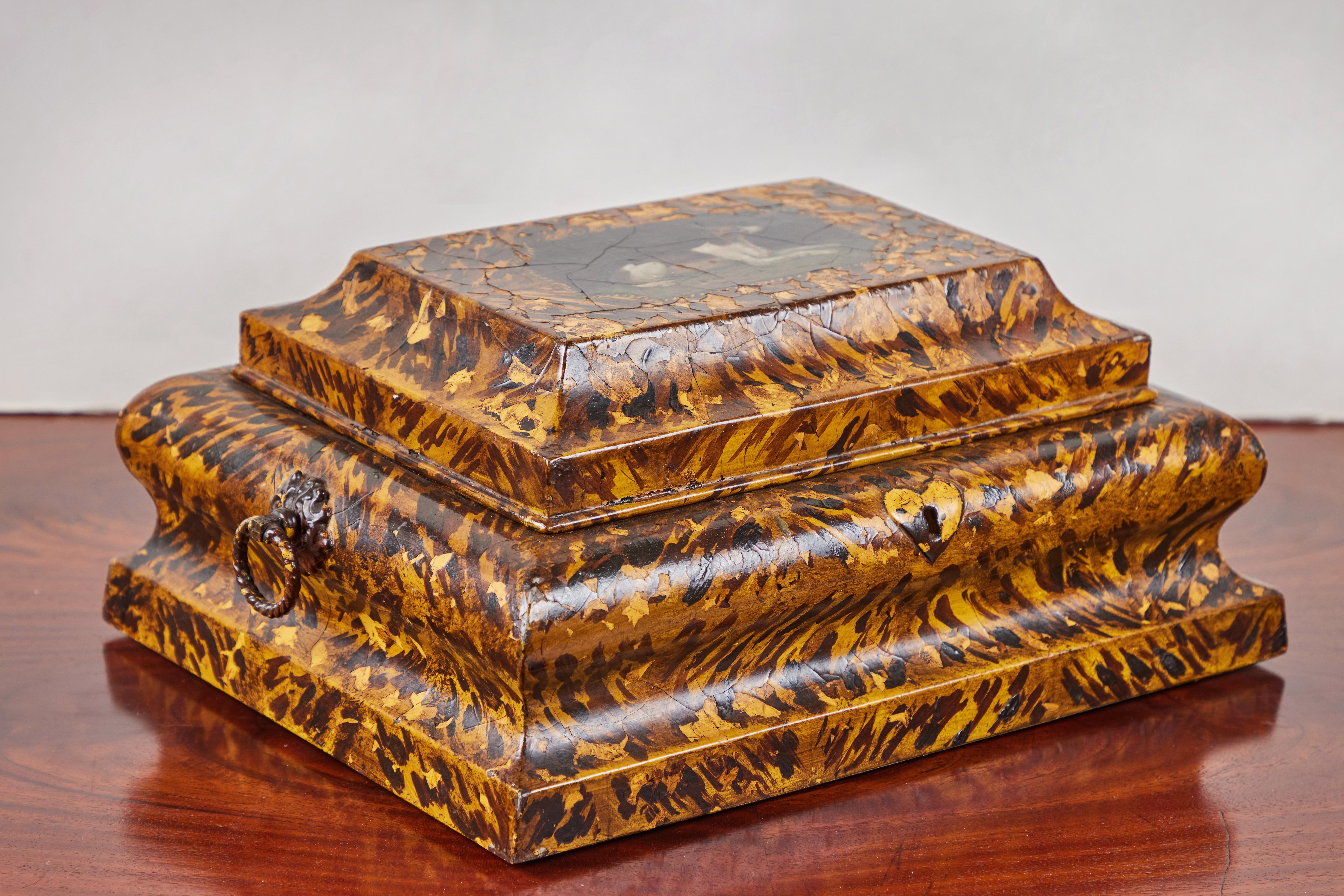 Hand-Painted 19th Century Tole Box For Sale