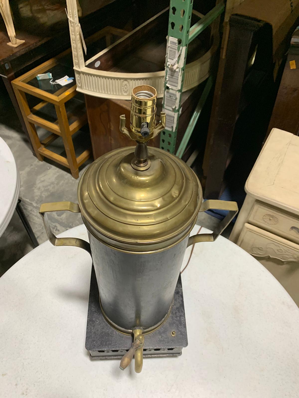 19th Century Tole and Brass Hot Water Urn as Lamp 15