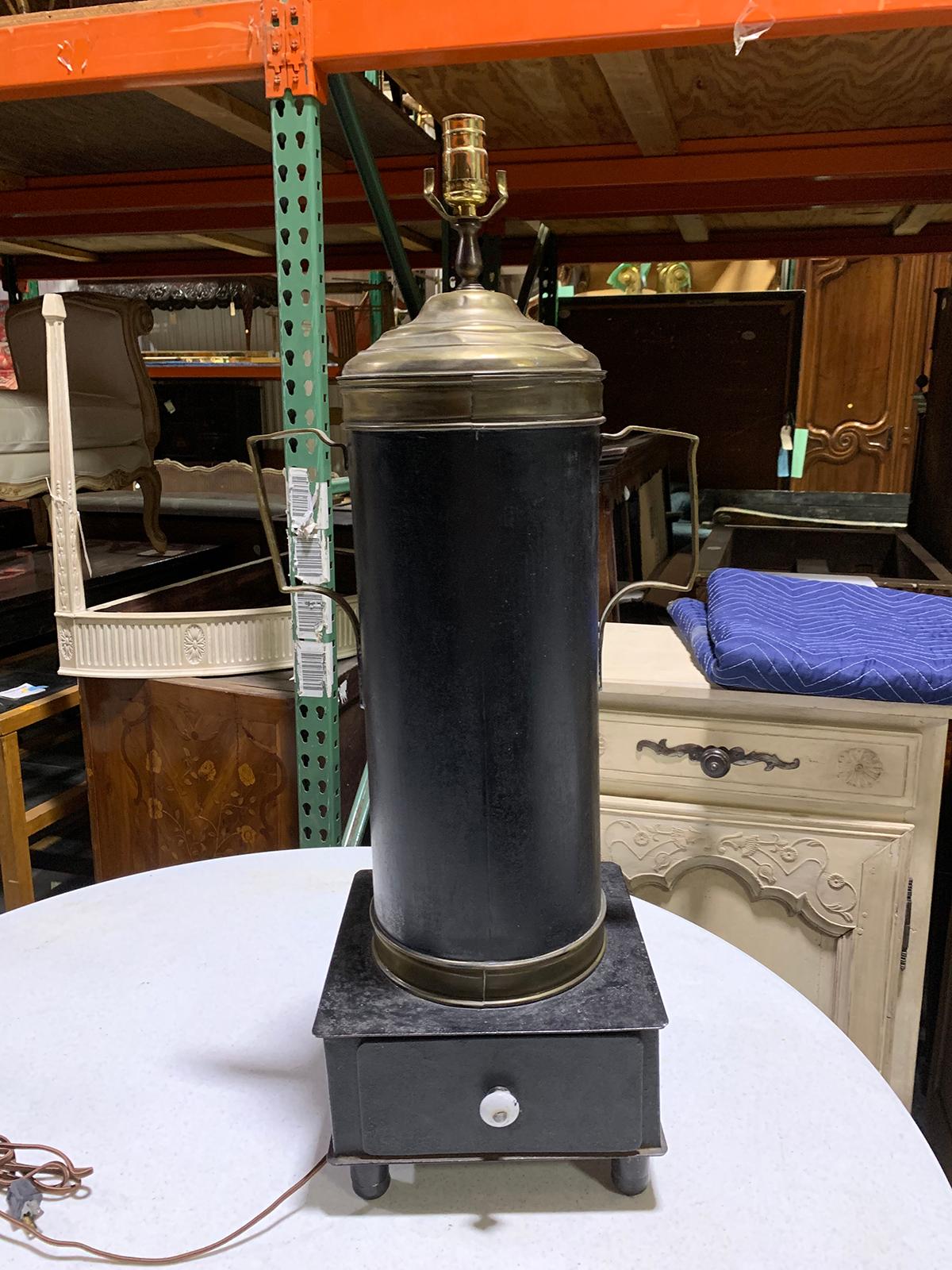 19th Century Tole and Brass Hot Water Urn as Lamp 17