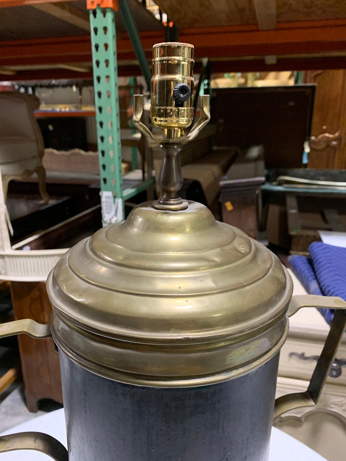 19th Century Tole and Brass Hot Water Urn as Lamp 5