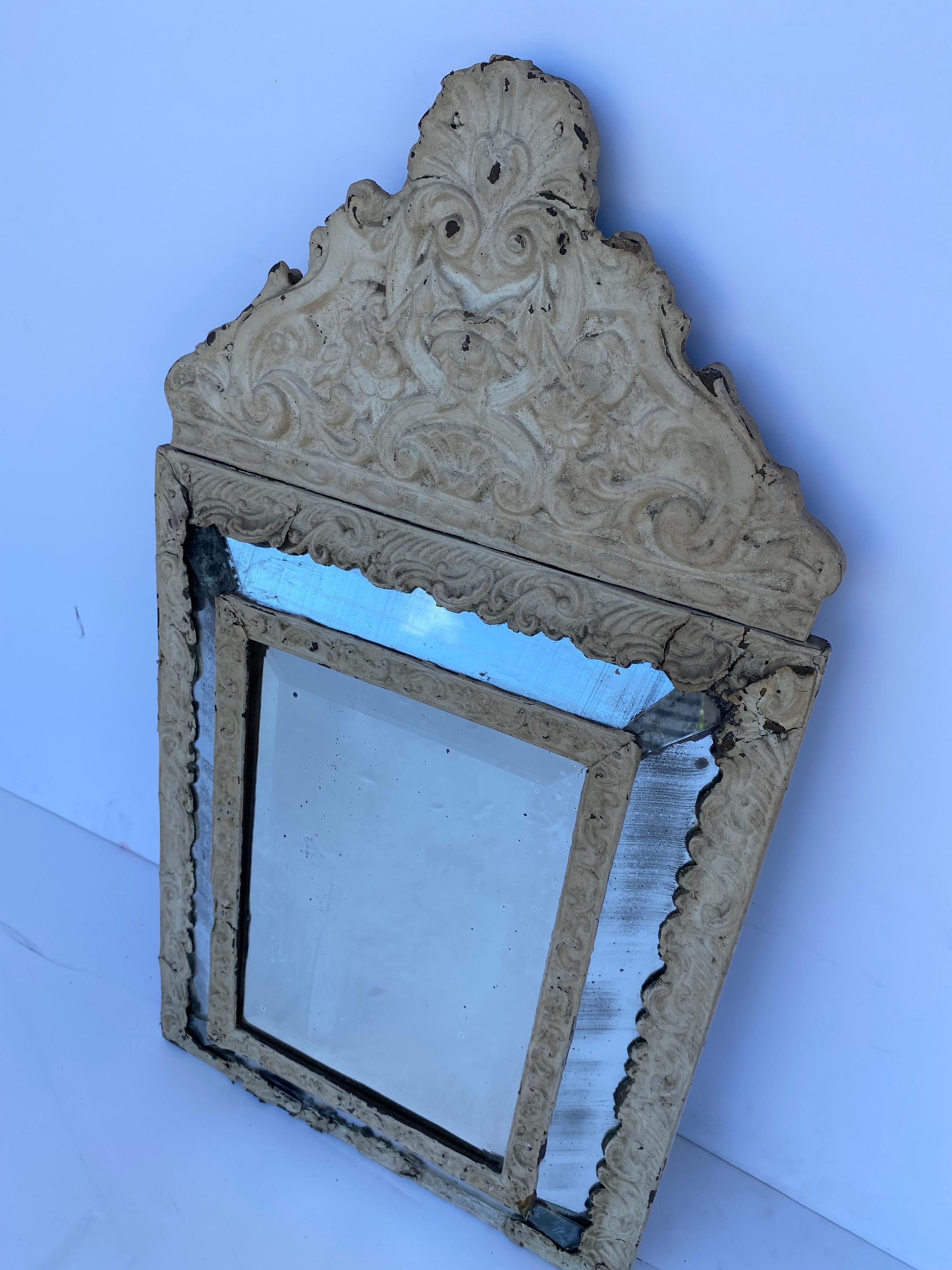 19th Century Tole Mirror In Distressed Condition For Sale In Pomona, CA
