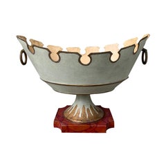 19th Century Tole Monteith Bowl with Custom Painted Finish, Faux Marble Base