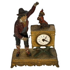Antique 19th Century Tole Organ Grinder with Monkey Clock