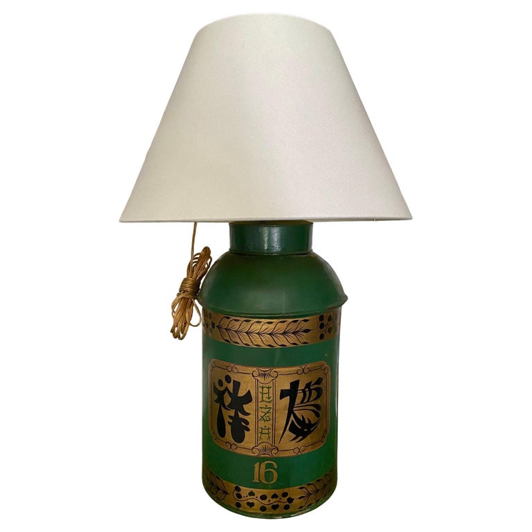 19th Century Chinoiserie Export Tole Tea Canister Table Lamp For Sale at  1stDibs