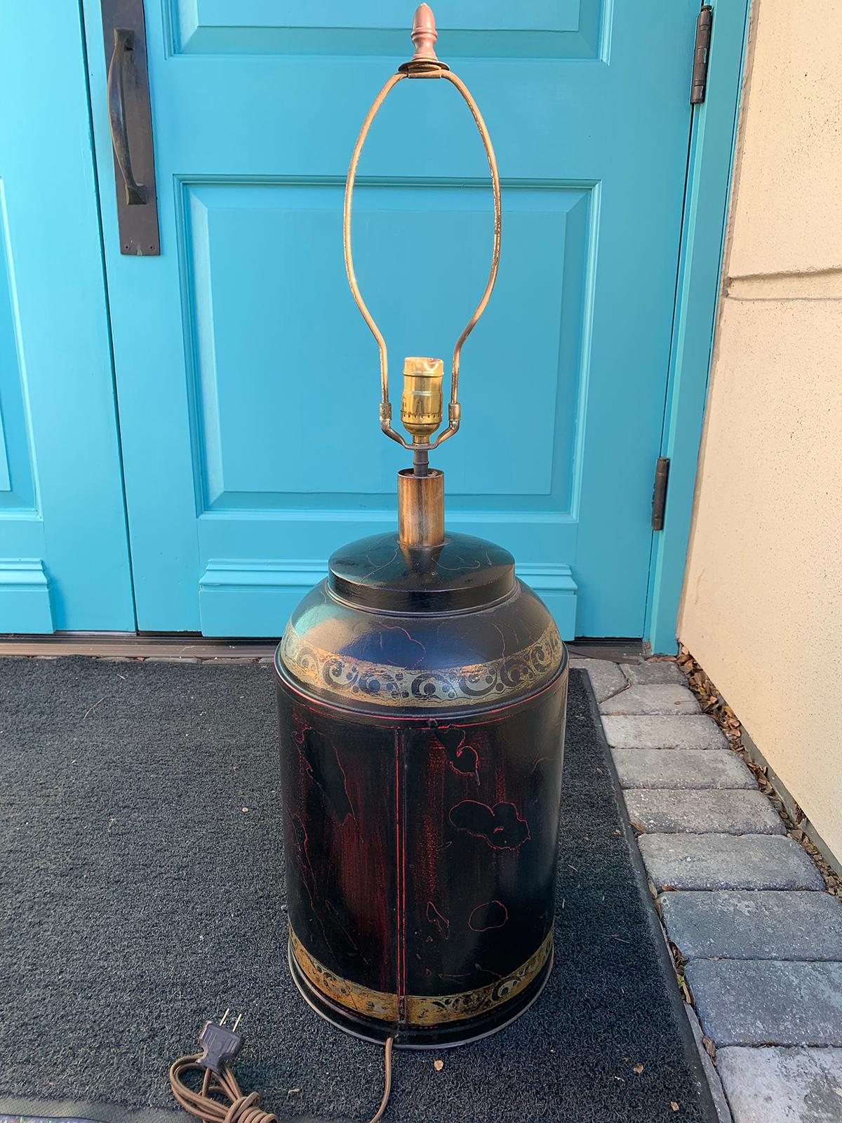19th Century Tole Tea Tin Lamp, Marked 'Made in Italy' 7