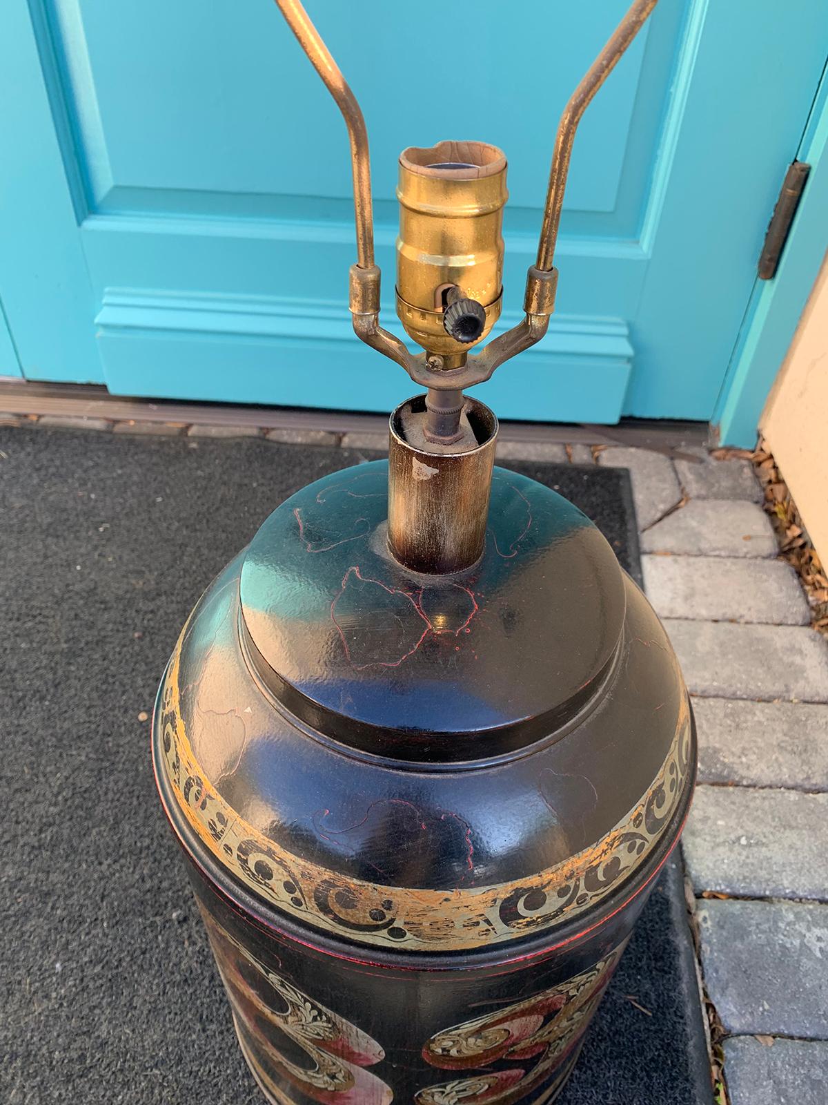 19th Century Tole Tea Tin Lamp, Marked 'Made in Italy' 8