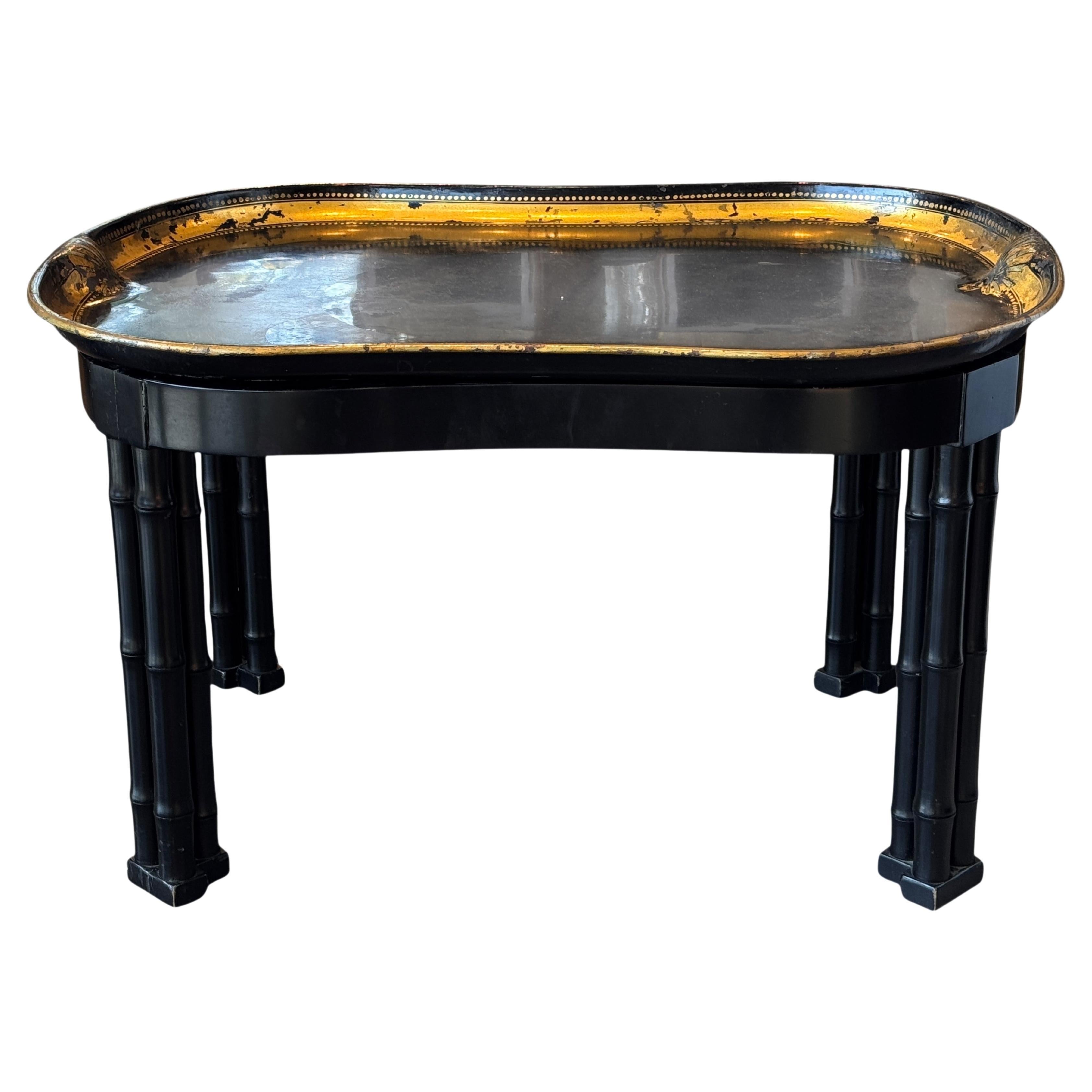 19th Century Tole Tray on Stand