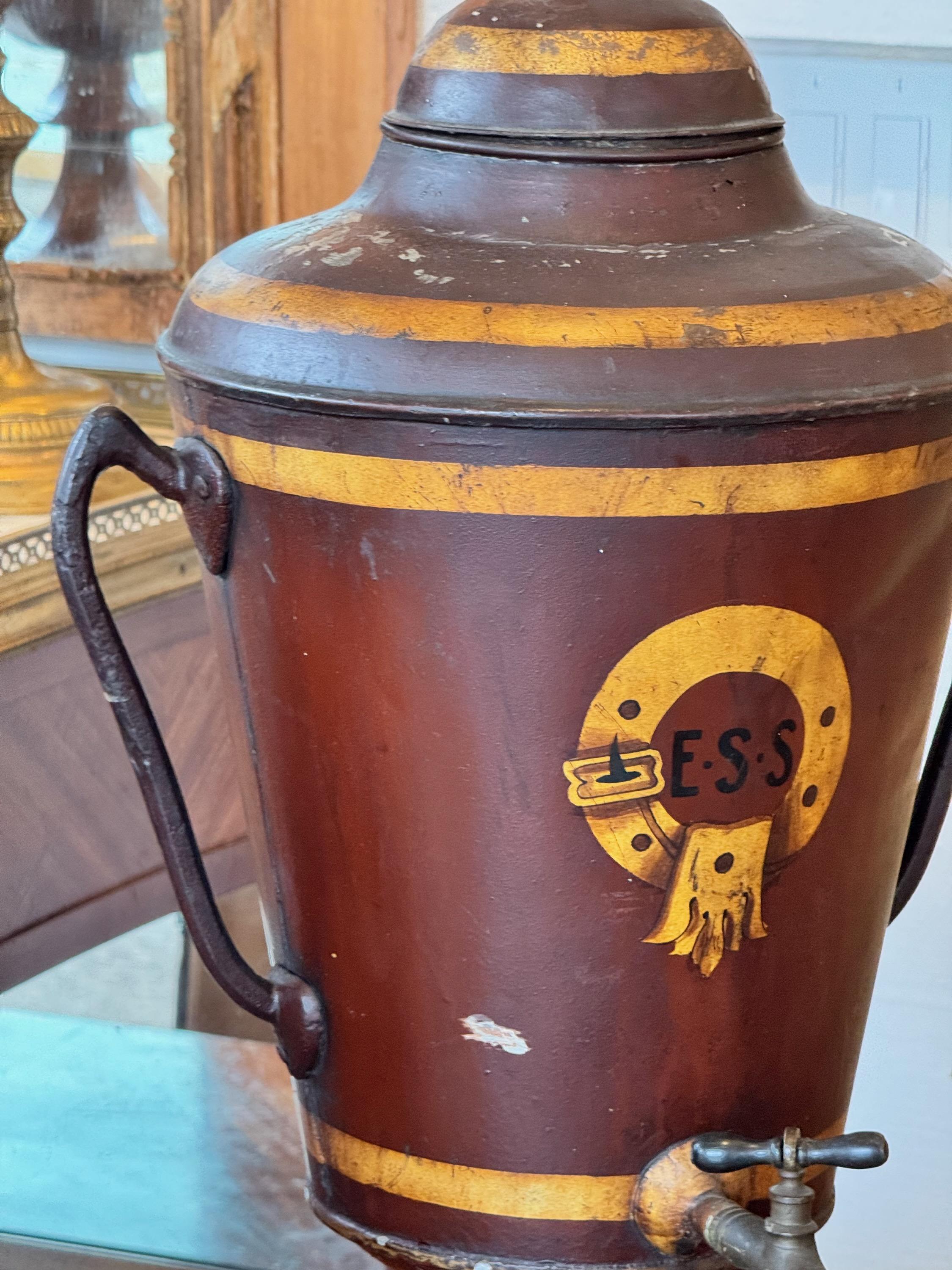 Metal 19th Century Tole Water Urn For Sale