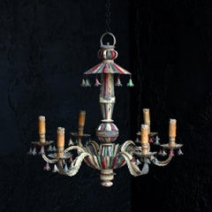 19th Century Toleware English Folk Art Candelabra