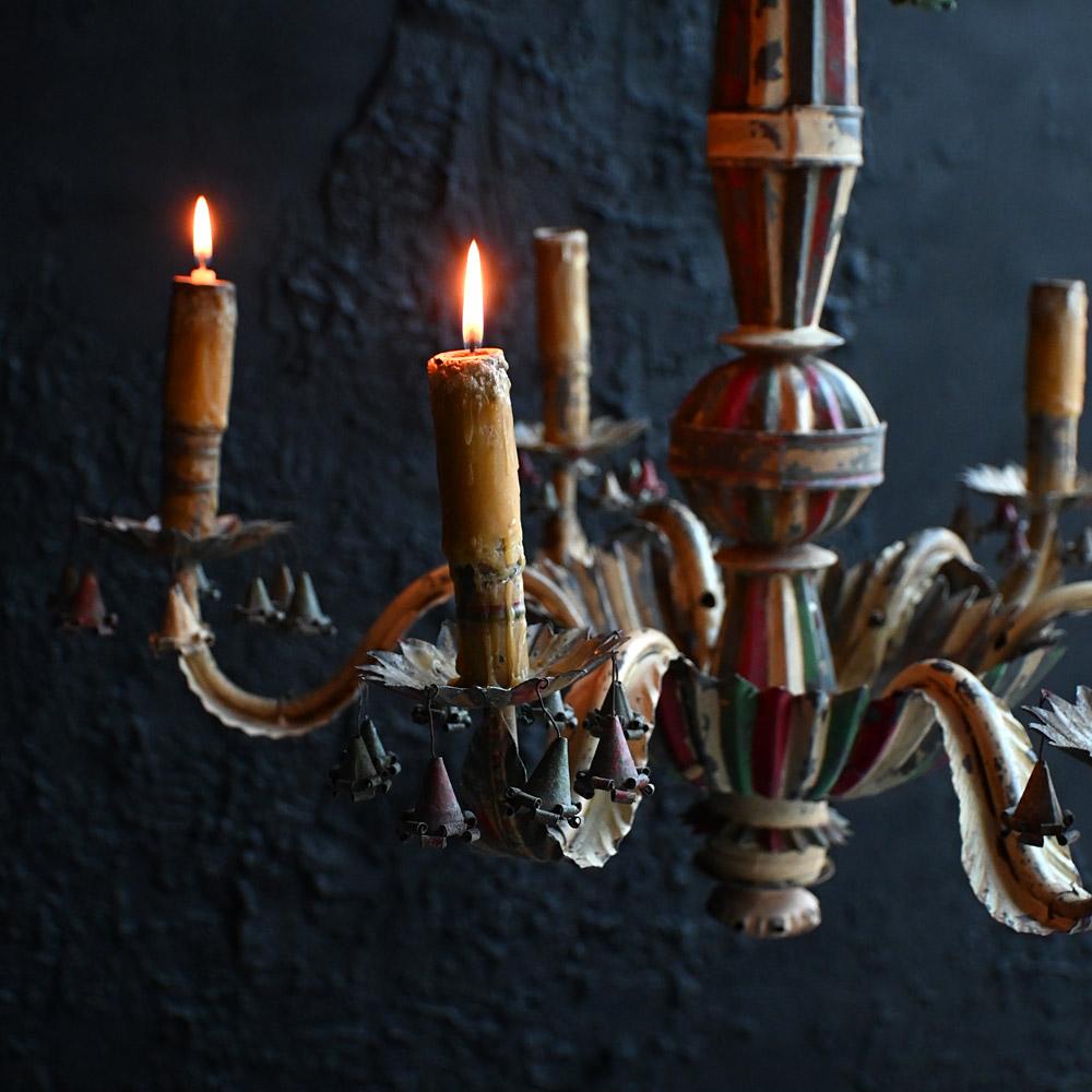 19th Century Toleware English Folk Art Candelabra In Fair Condition In London, GB