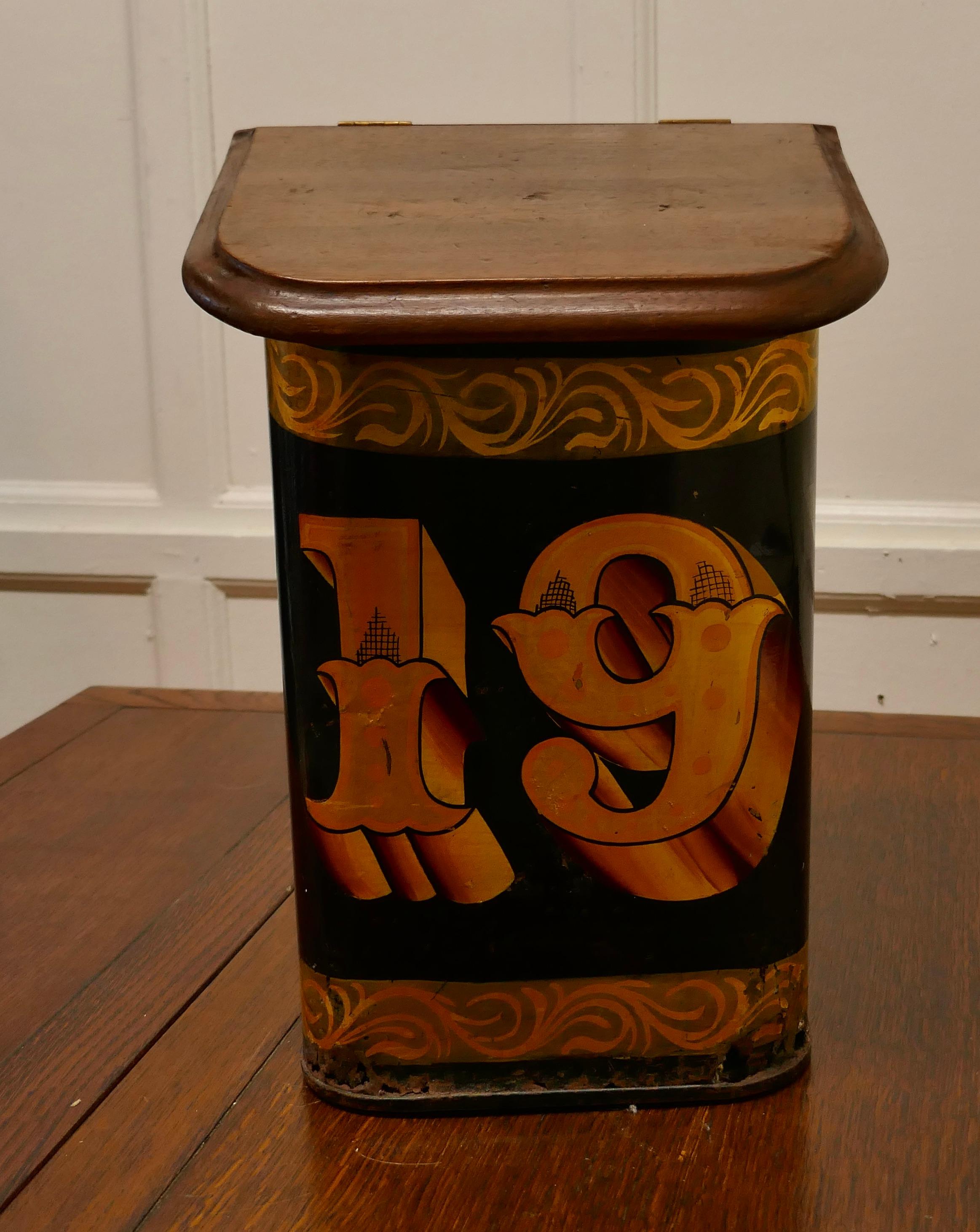 19th century toleware grocer’s shop tea tin,


A beautiful decorative Grocers Tea Canister, it would have been filled with Tea for sale, it has a very attractive style. The lid is made in wood, it has TEA carved on it and the hinged top is sloped