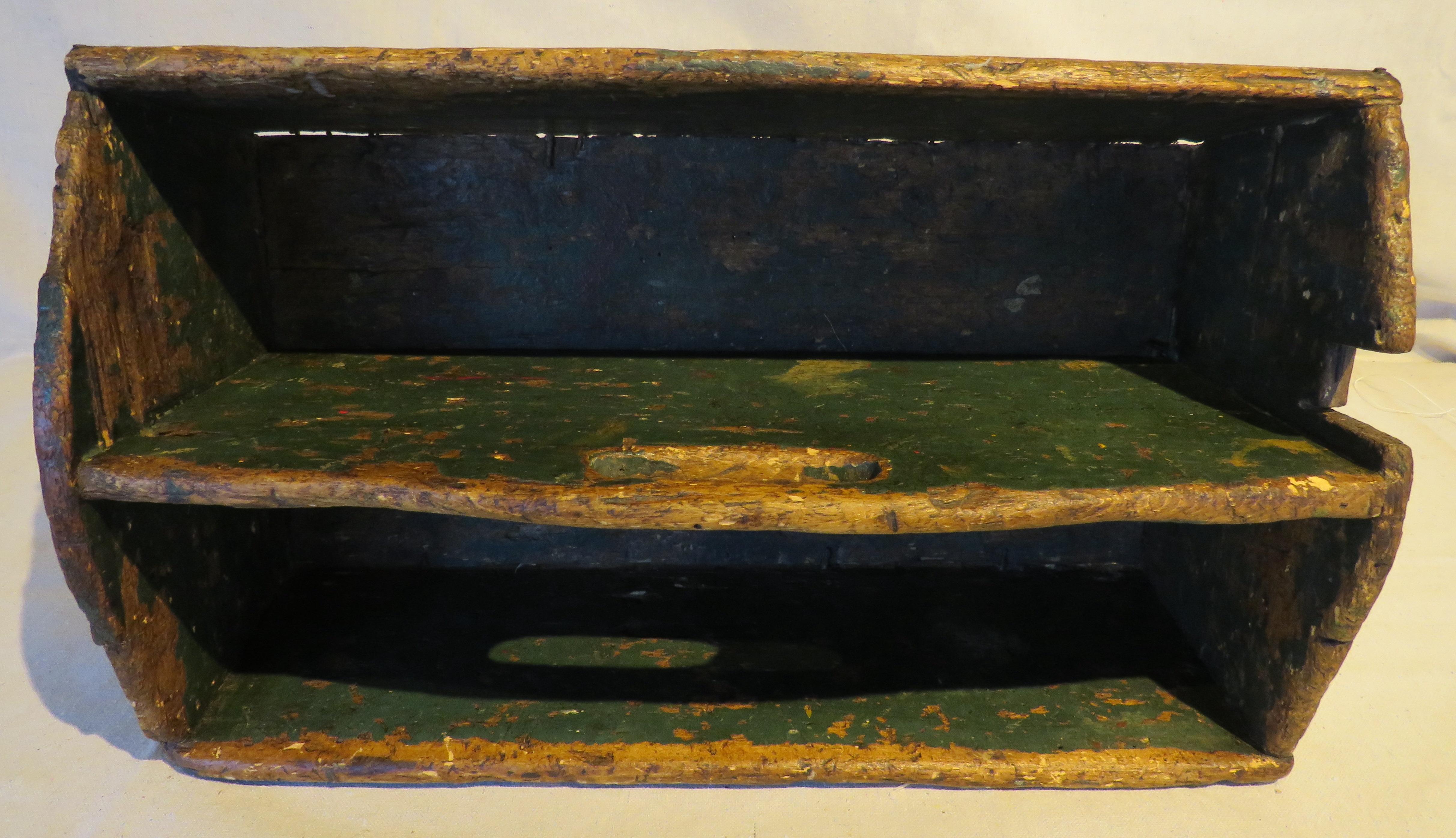Hand-Crafted 19th Century Tool Carrier in Original Green Paint