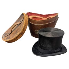 Boîte à chapeaux et boîte à chapeaux en cuir du 19ème siècle
